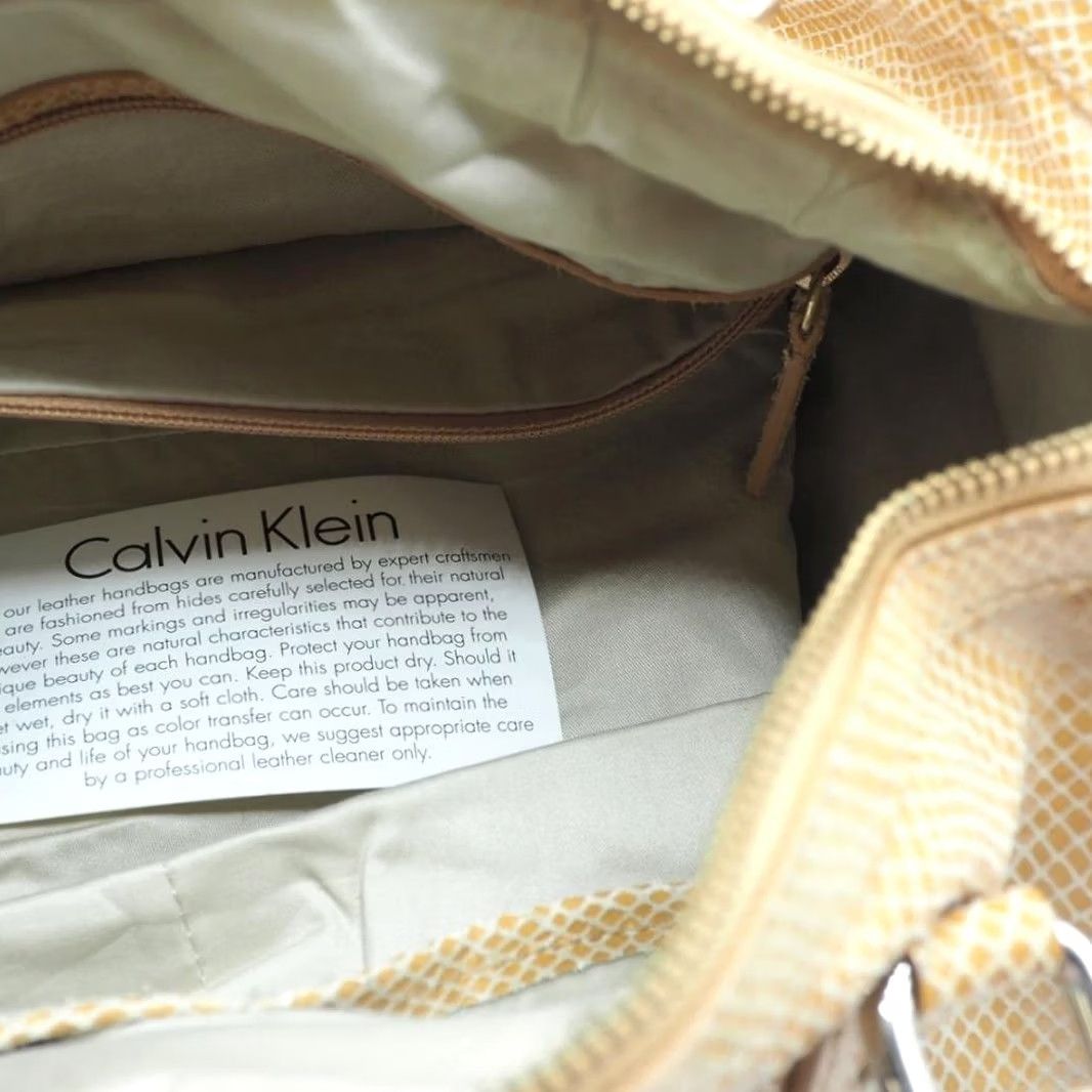 Calvin Klein VINTAGE Calvin Klein Satchel Handbag Purse Monogram Tan Leather Women Size ONE SIZE - 5 Thumbnail