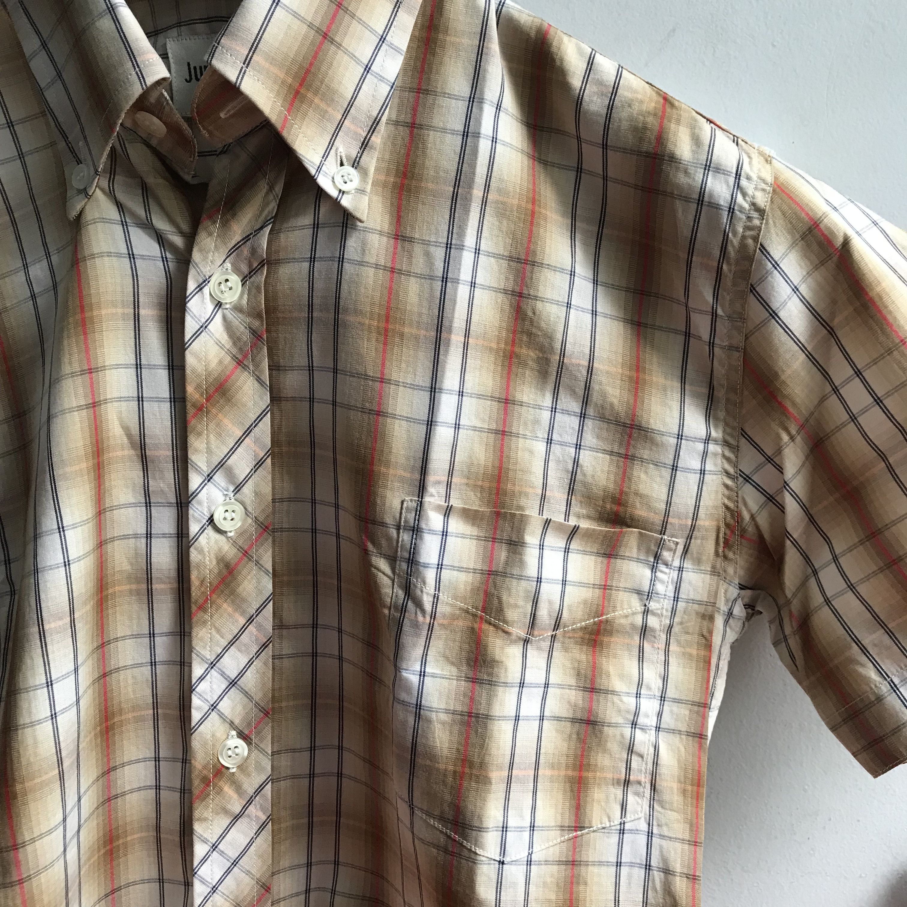 Other Jump The Gun tan red stripes shirt 3 fingers colar mod Size US S / EU 44-46 / 1 - 10 Thumbnail