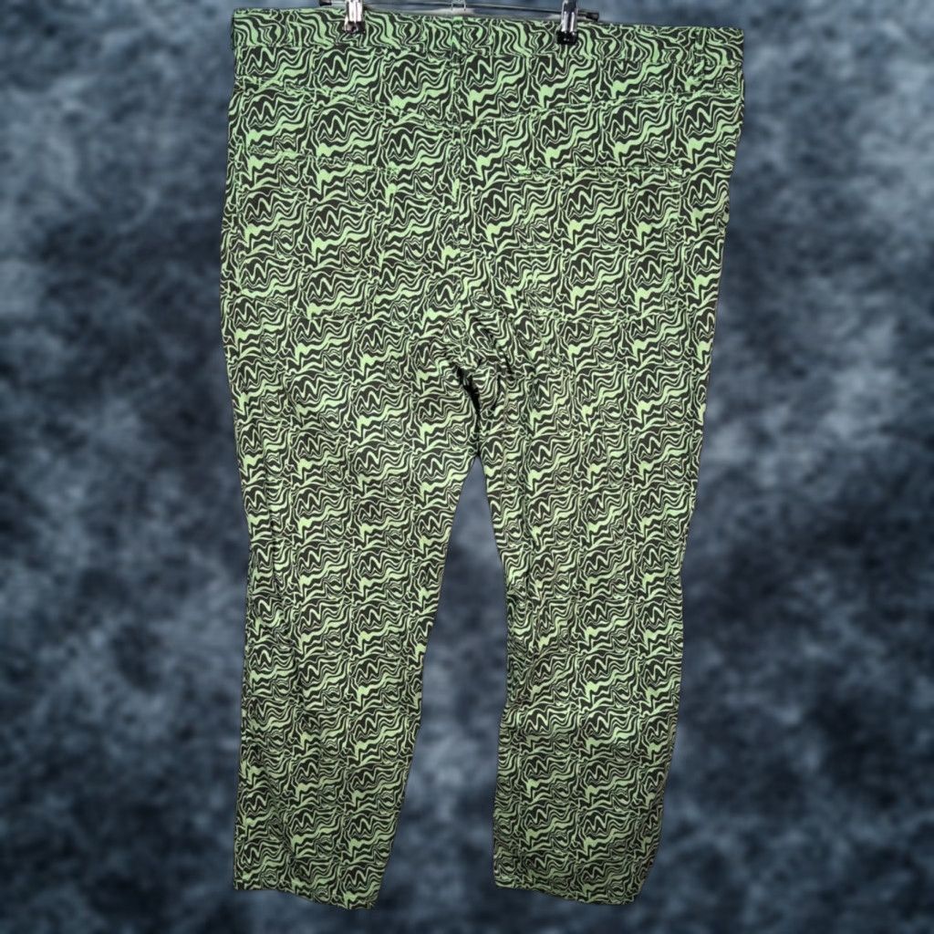 Nique Monkl Womens Size 52 Wavy Green Black Abstract Print Trousers Pants Size 38" / US 16 / IT 52 - 1 Thumbnail