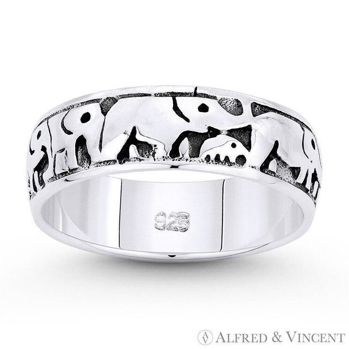 Other Elephant Herd Charm Eternity Band in .925 Sterling Silver Size ONE SIZE - 1 Preview