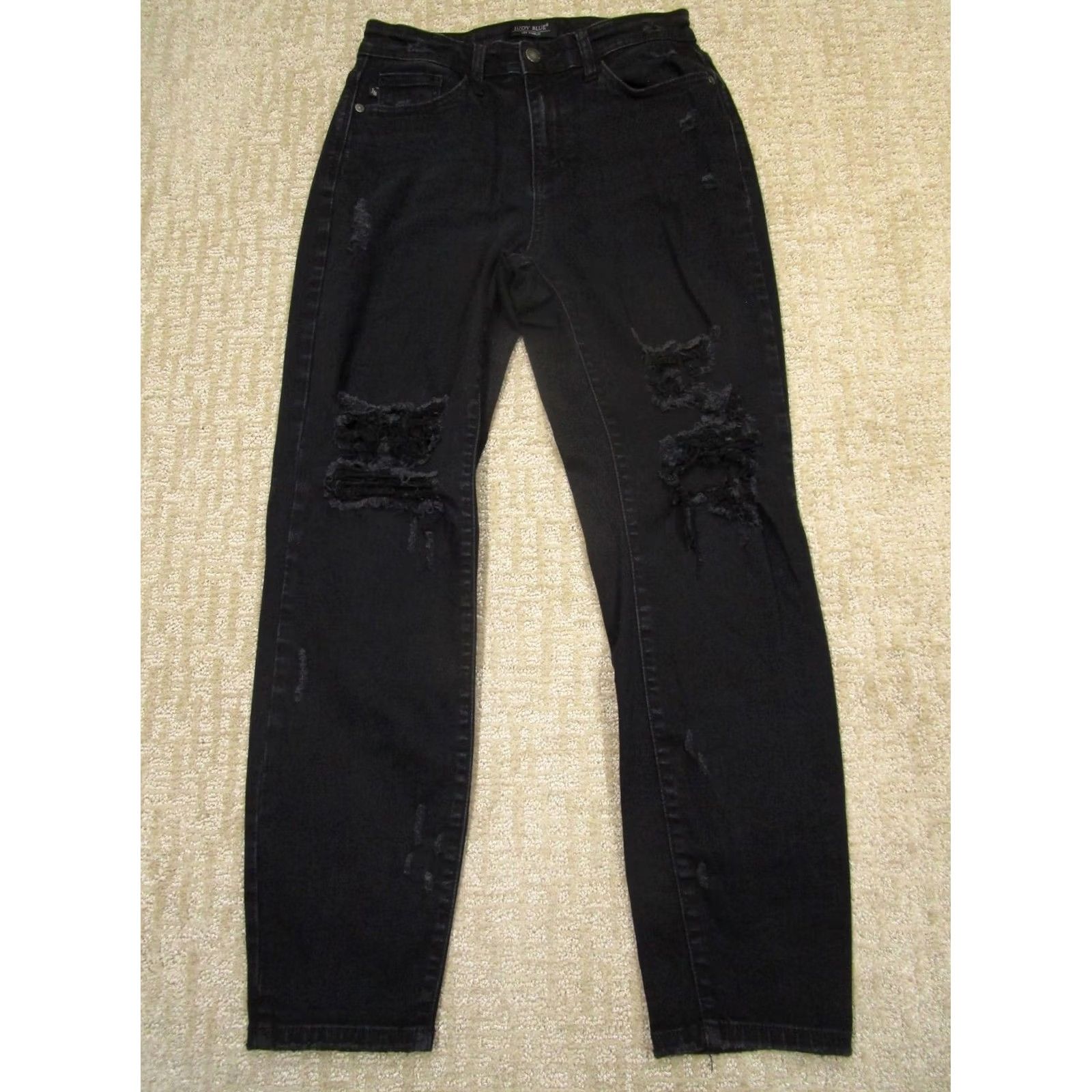 Vintage Judy Blue Jeans Women 28 Black High Rise Boyfriend Distressed Pants Stretch Jeans Size 28" / US 6 / IT 42 - 2 Thumbnail