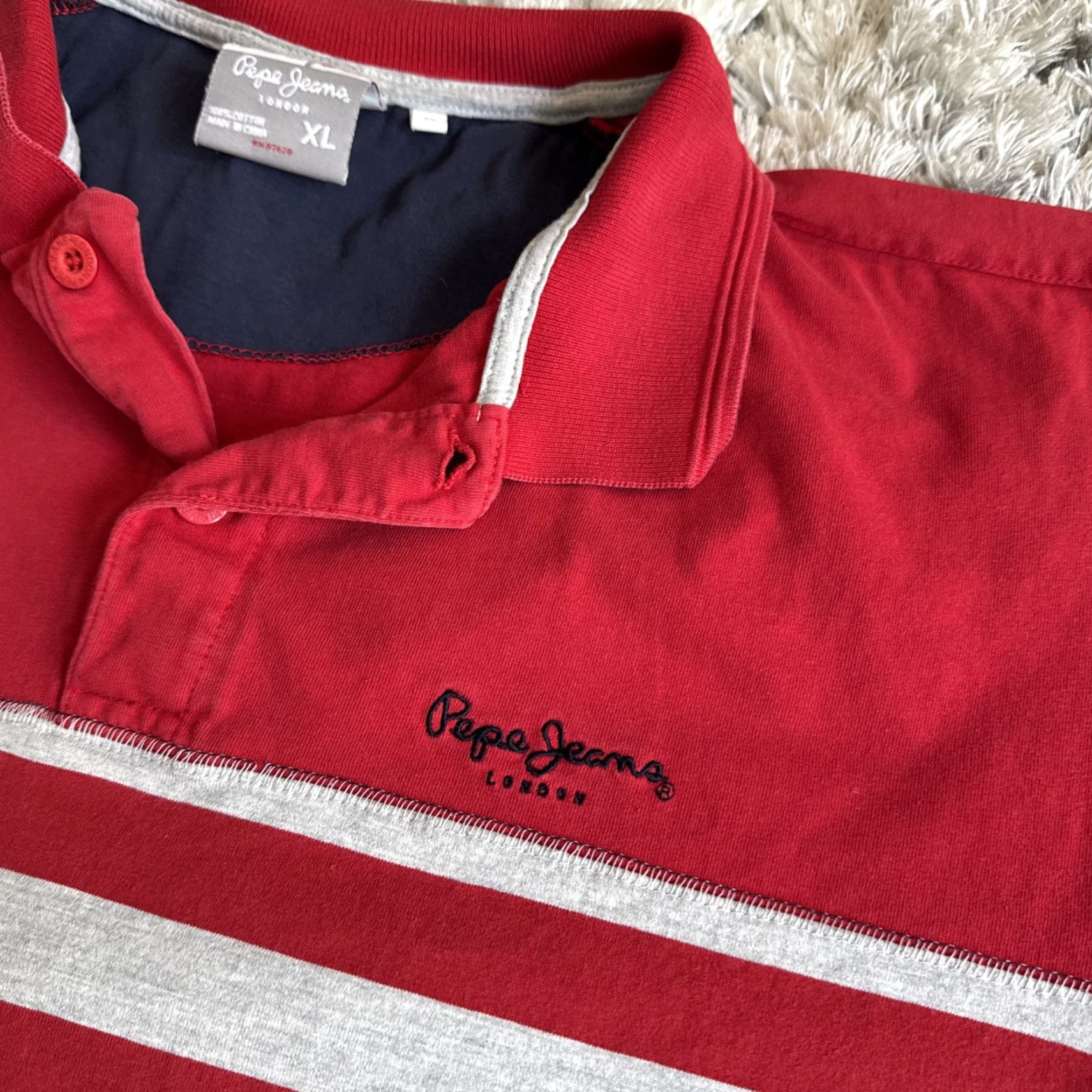 Pepe Jeans VINTAGE Pepe Jeans Polo Shirt Men XL 90s Red Gray Quarter Button Up Y2K T Shirt Size US XL / EU 56 / 4 - 2 Thumbnail
