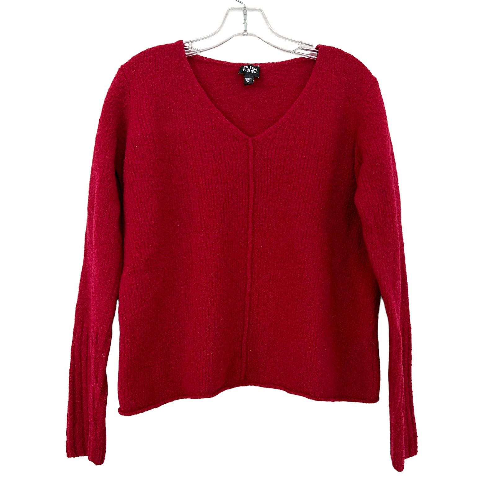 Eileen Fisher Eileen Fisher Red Wool V Neck Sweater Sz M Size M / US 6-8 / IT 42-44 - 5 Thumbnail