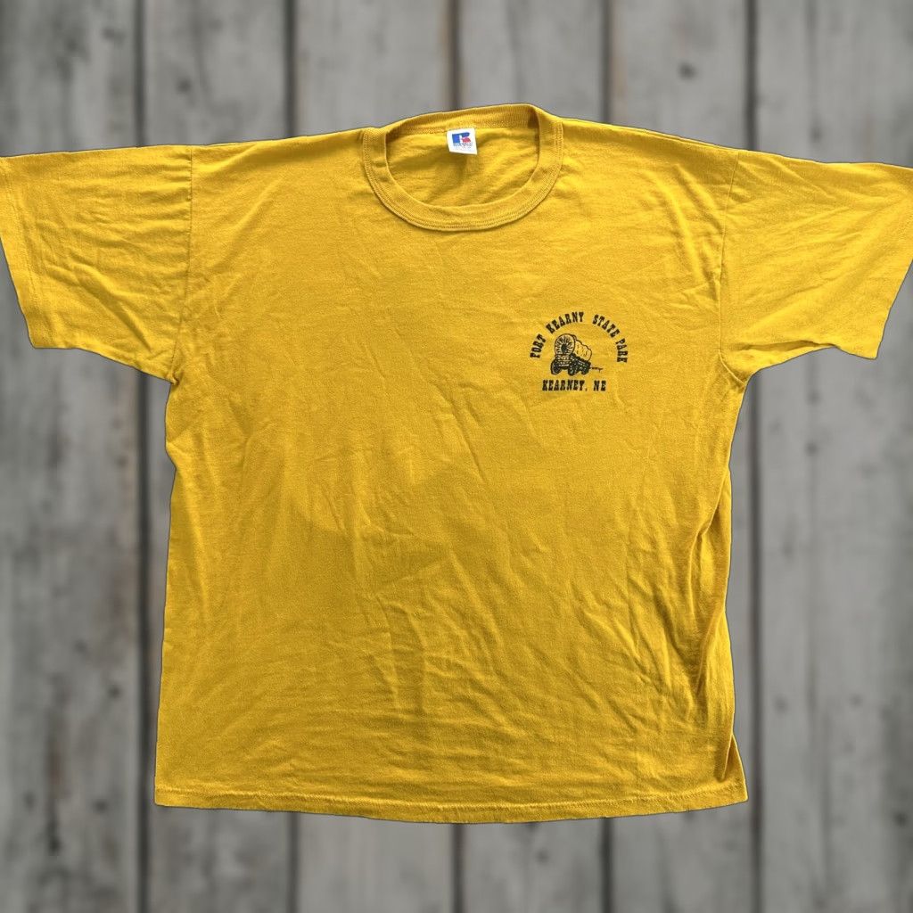 Russell Athletic VINTAGE Russell Athletic Shirt Mens XL Gold Fort Kearny State Park 90s Made USA Size US XL / EU 56 / 4 - 1 Thumbnail