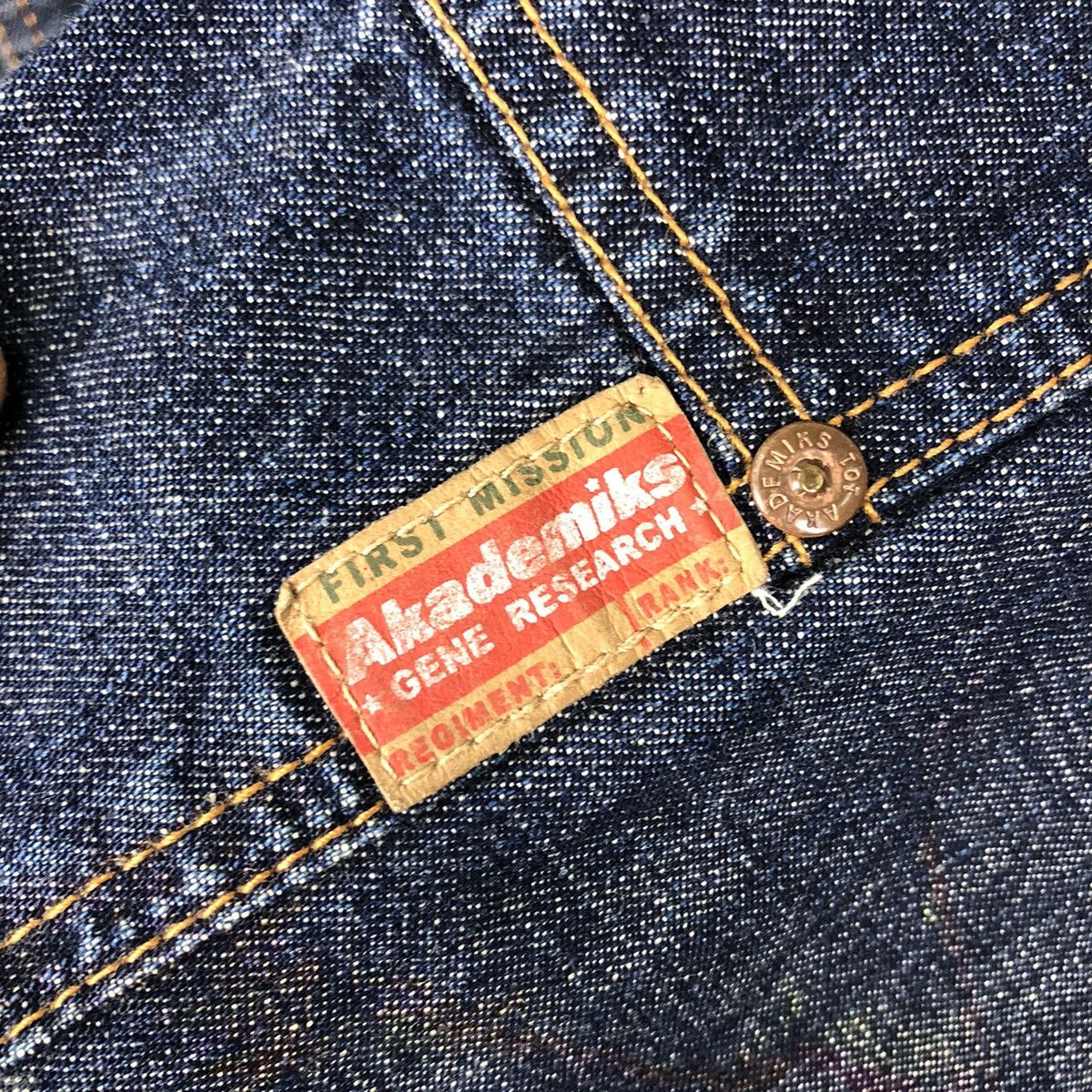 Japanese Brand 🔥Vintage Denim Biker Jacket Akedemiks Gene Research Japan Size US XL / EU 56 / 4 - 16 Thumbnail
