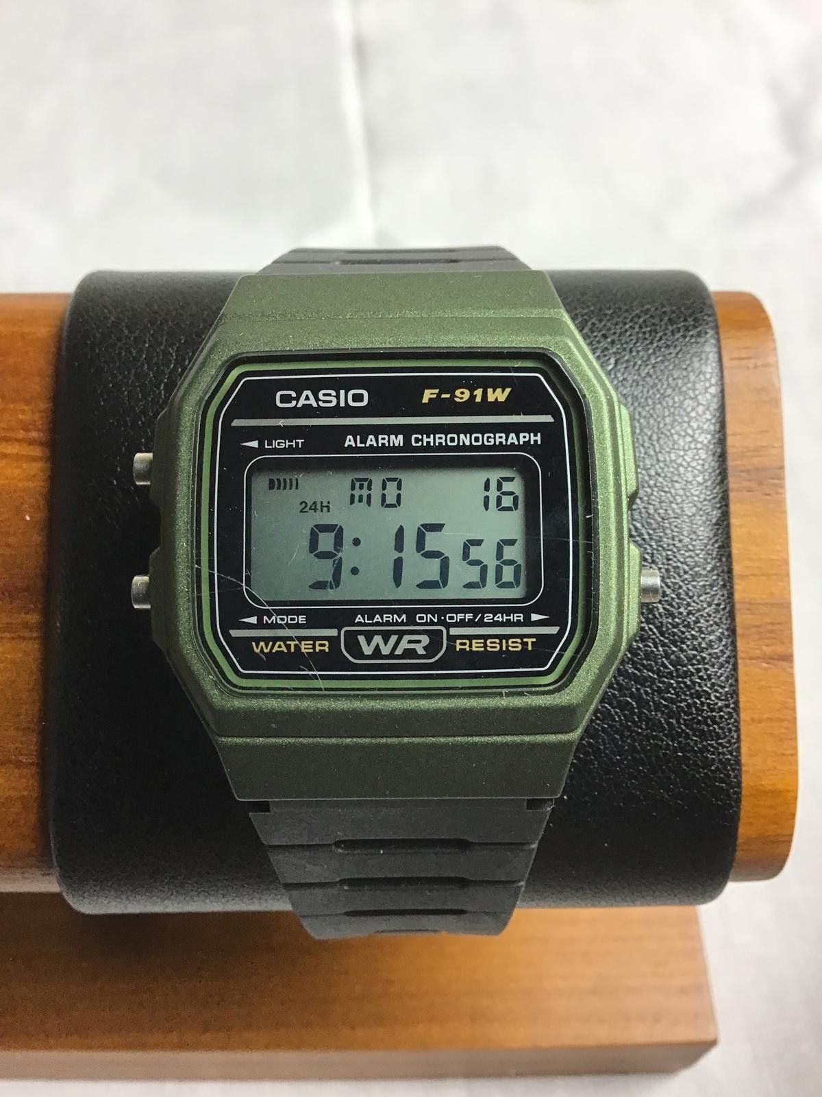 Casio Casio F-91W Digital Watch with Green Face and Black Strap Size ONE SIZE - 1 Thumbnail