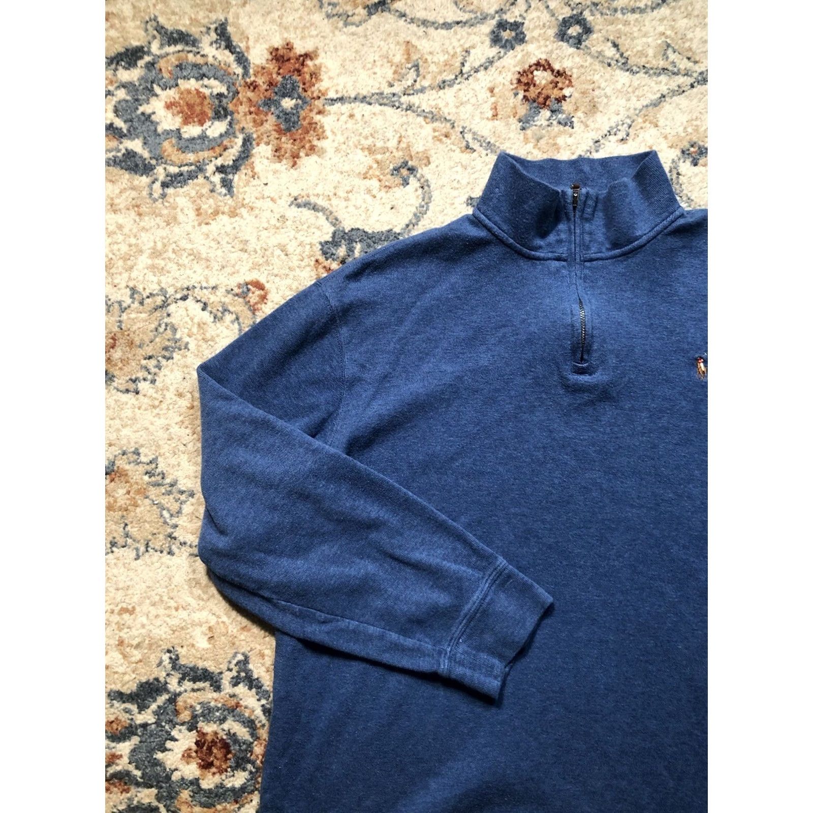 Polo Ralph Lauren Ralph Lauren Polo Estate Rib Sweater Mens XL Blue 1/4 Zip Logo Pony Golf Pullover Size US XL / EU 56 / 4 - 3 Thumbnail