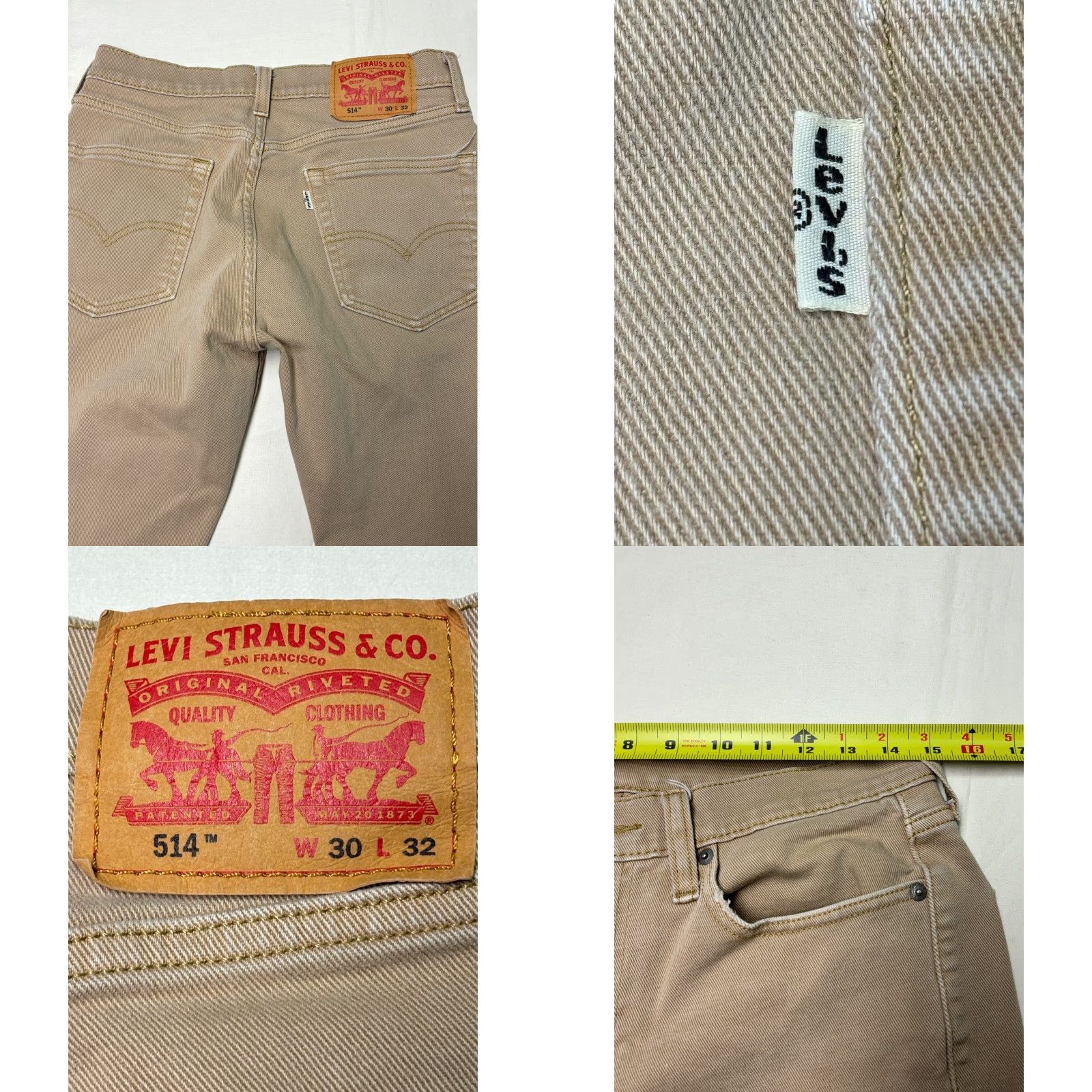 Vintage Levi Strauss 514 Tan Straight Jeans Men W30 L32 Cotton Stretch Size US 30 / EU 46 - 8 Thumbnail