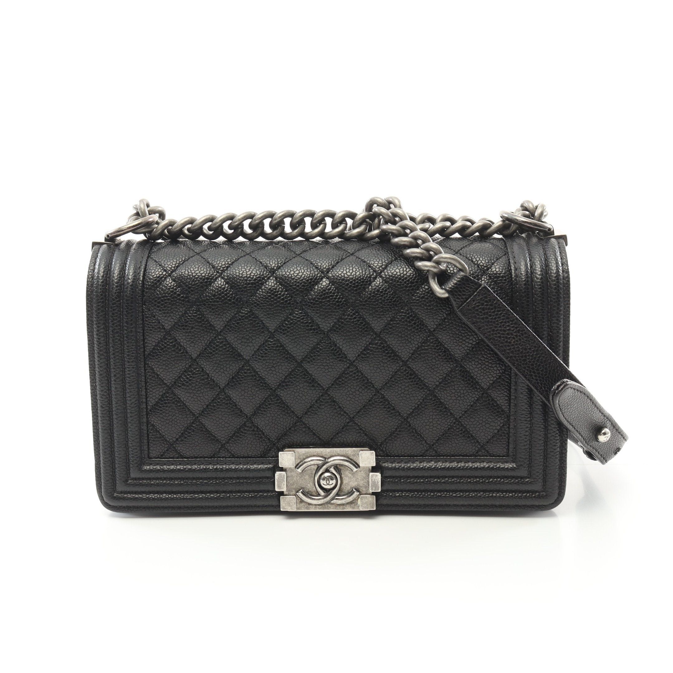 Chanel Chanel Boy Chanel Matelasse Chain Shoulder Bag Caviar Skin Black Antique Silver Hardware Size ONE SIZE - 1 Thumbnail