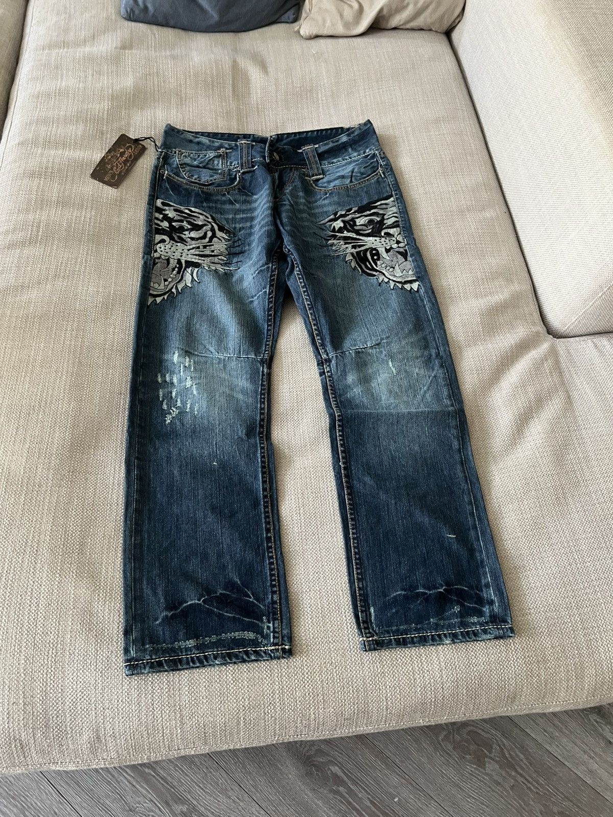 Ed Hardy Vintage Ed Hardy Tiger Denim Jeans Y2K by Christian Audigier Size US 34 / EU 50 - 5 Thumbnail