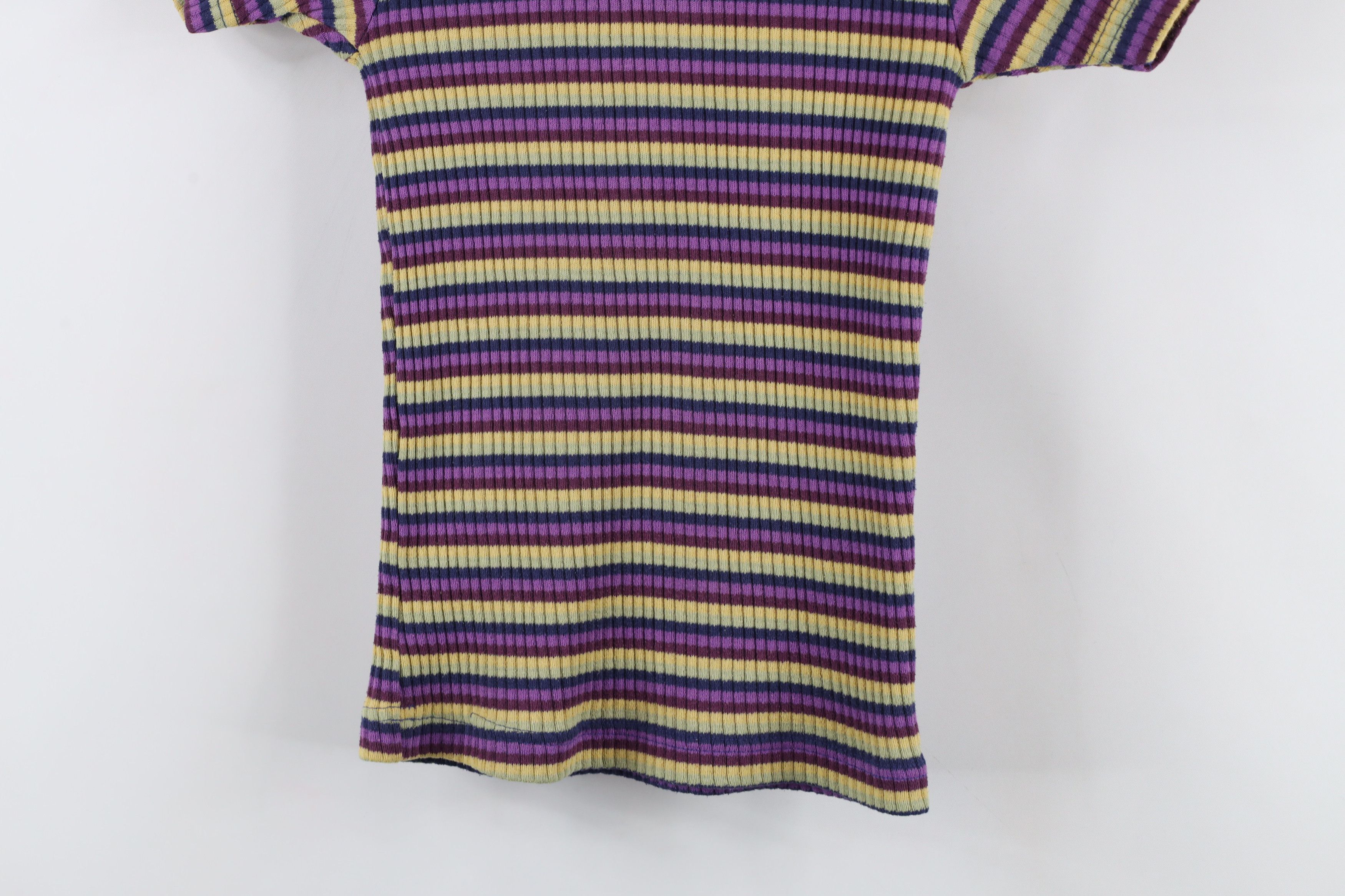 Vintage Vintage 90s Y2K Baby Doll Striped Ribbed Knit T-Shirt Size M / US 6-8 / IT 42-44 - 9 Thumbnail