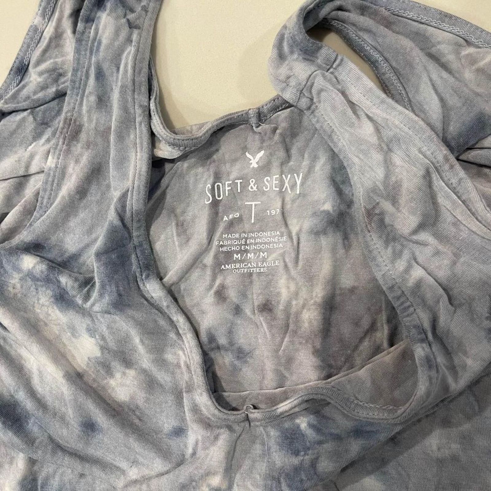 American Eagle Outfitters American Eagle Blue Tie Dye Cold Shoulder Top Women’s Medium Size M / US 6-8 / IT 42-44 - 4 Thumbnail