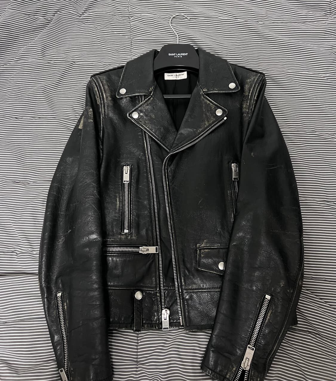 image of YVES Saint Laurent Ss16 Saint Laurent Lamb L01 Leather Jacket in Black, Men's (Size Small)