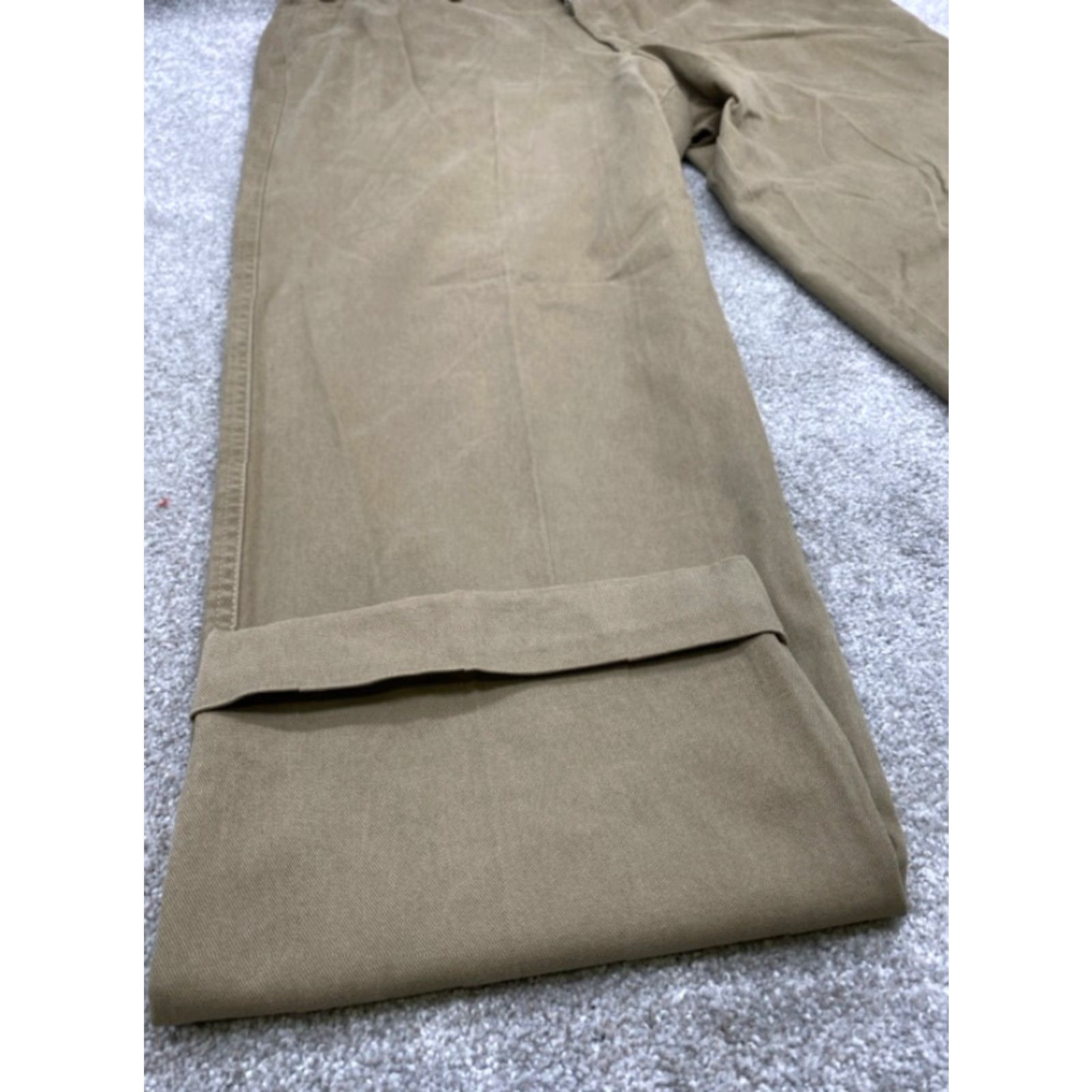 Vintage Hiltl Dress Pants Men's 38x31 Beige Trousers Cuffed Twill Cotton Dress Pants Mens 38 Beige Size US 38 / EU 54 - 3 Thumbnail