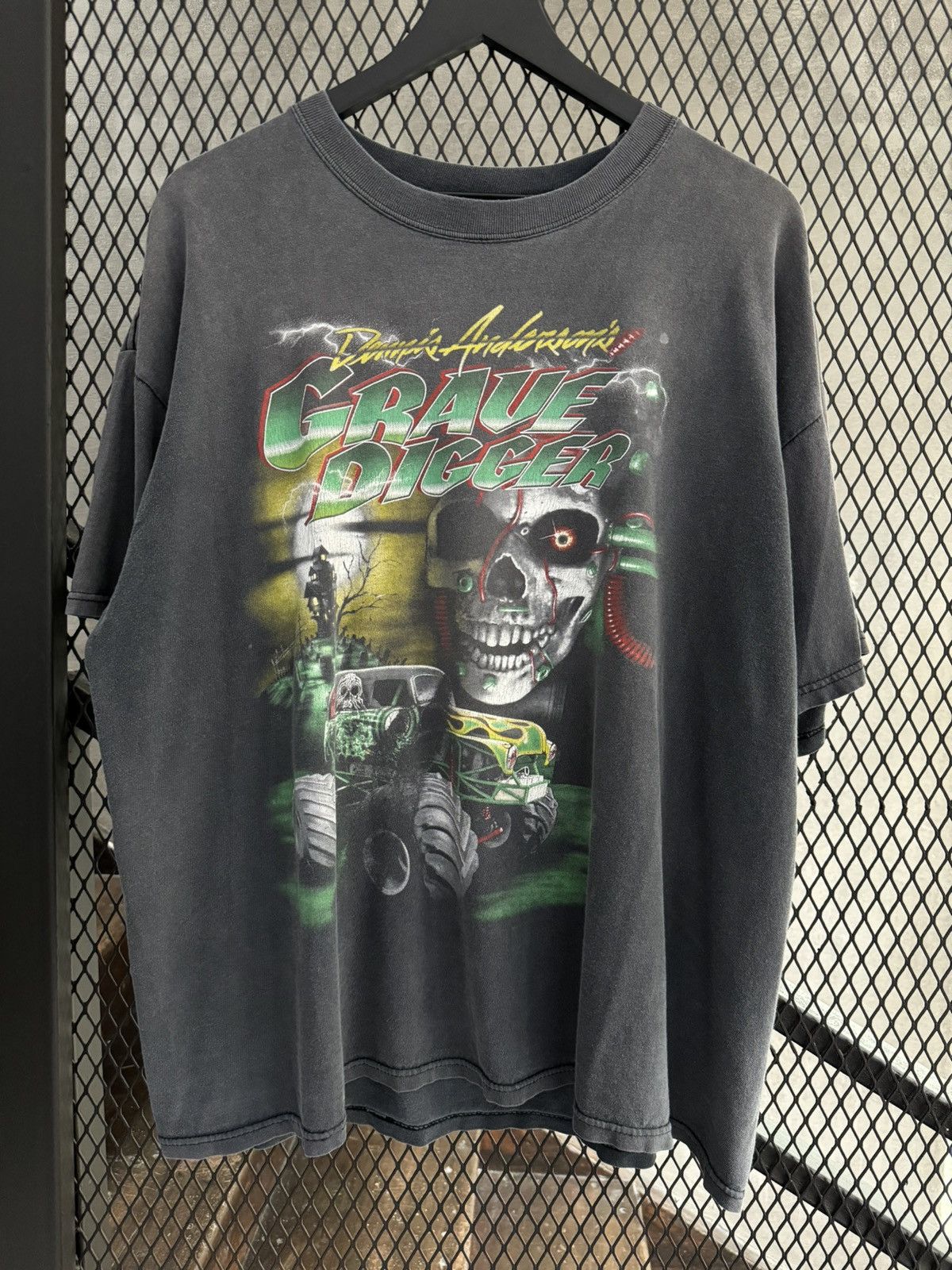 image of Made In USA x Vintage 1990S Grave Digger Monster Jam Faded Tee in Black, Men's (Size XL)