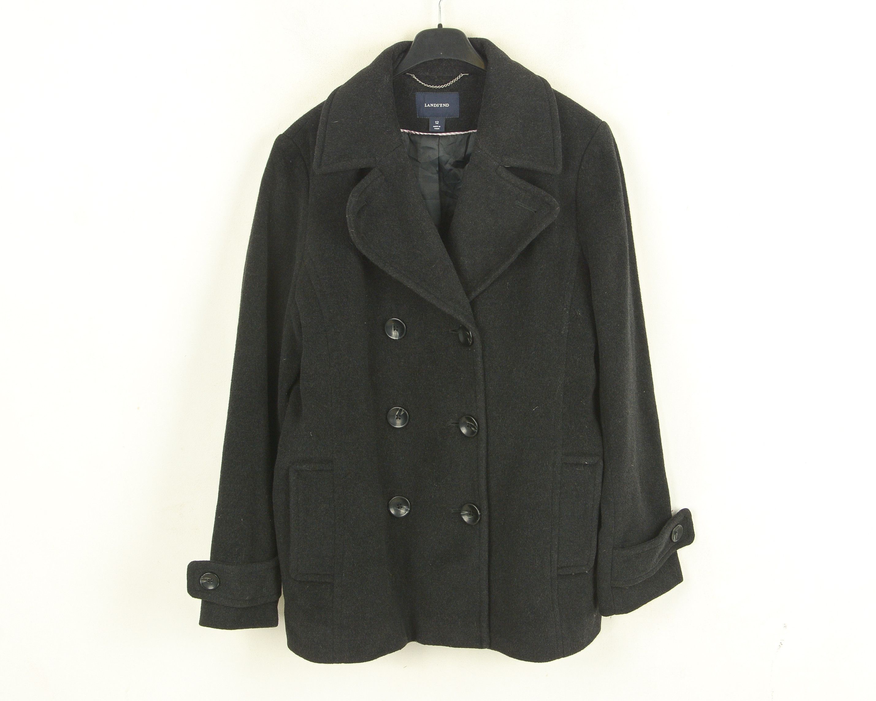 Lands' End Wool Jacket L Cashmere Pea Coat Mac Trench Winter Classic Size L / US 10 / IT 46 - 1 Thumbnail