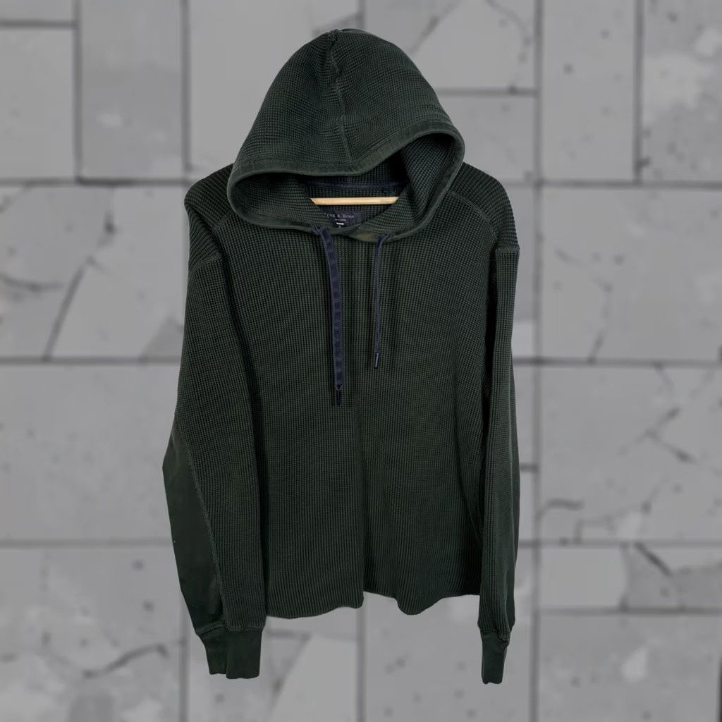Rag & Bone VINTAGE Rag & Bone Olive Green Waffle Knit Hoodie 100% Cotton Mens M Size US M / EU 48-50 / 2 - 1 Thumbnail