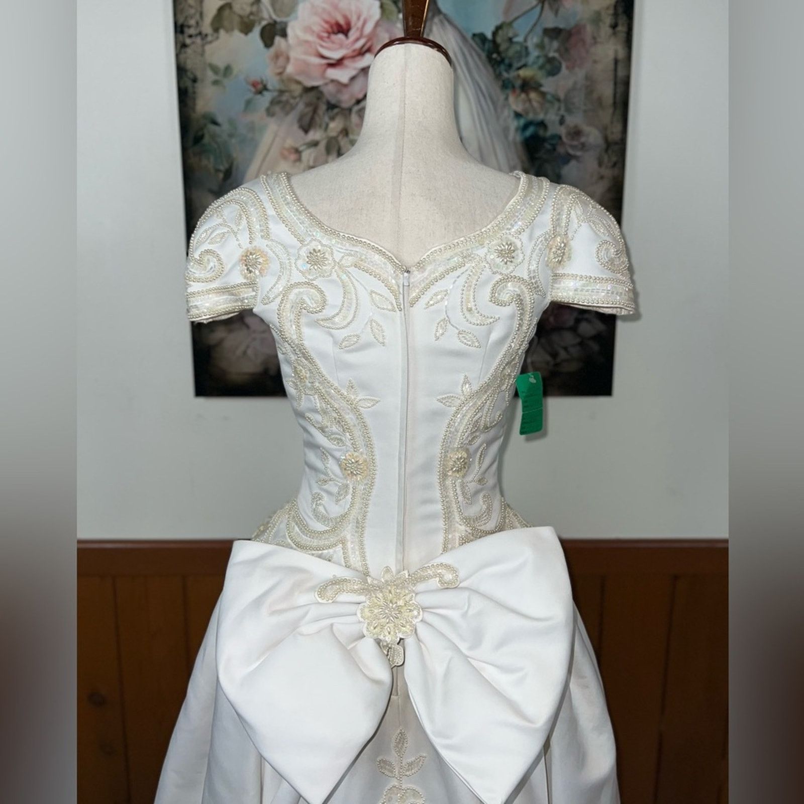 Vintage New Vintage 1980s/90s Forever Yours Beaded Wedding Gown! Size L / US 10 / IT 46 - 8 Thumbnail