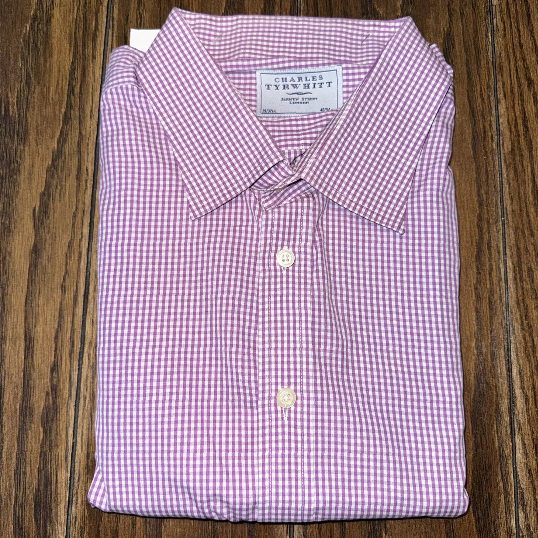 Charles Tyrwhitt Charles Tyrwhitt Button Down Shirt Purple White 19/37 48/94 Dress Shirt Size US M / EU 48-50 / 2 - 3 Thumbnail
