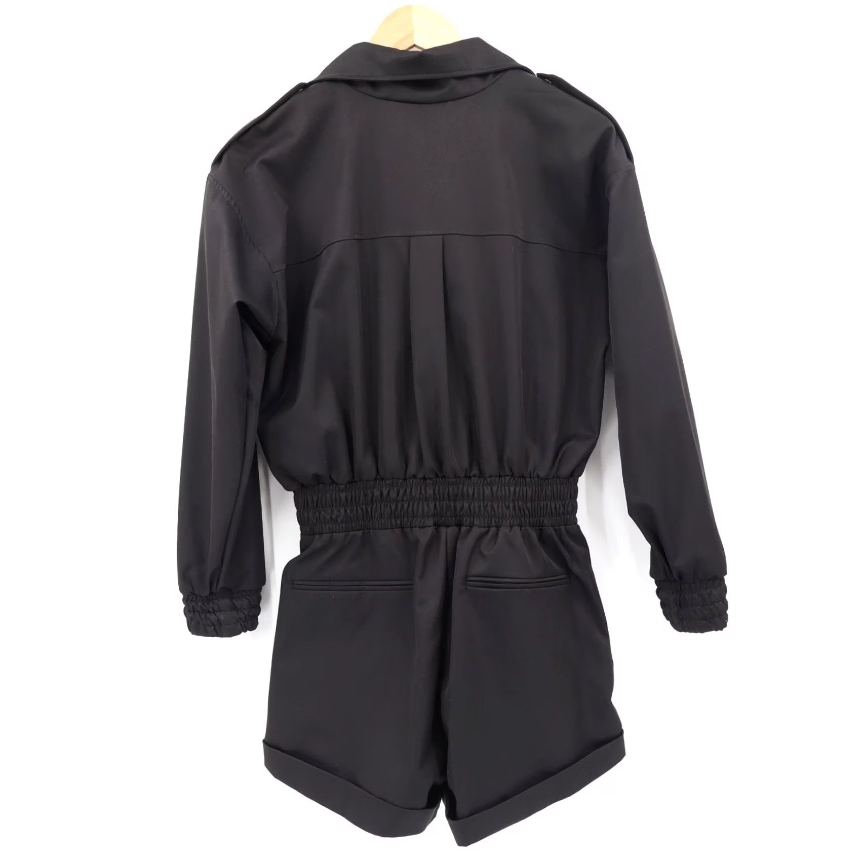 Vintage NONChalant Jaci Zip Up Satin Romper Black Sz S Women's One-Piece Size 28" / US 6 / IT 42 - 2 Thumbnail