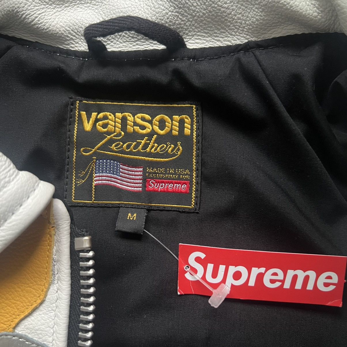Supreme × Vanson Leathers Supreme x Vanson Leathers Ghost Rider Leather Jacket (White) Size US M / EU 48-50 / 2 - 19 Thumbnail
