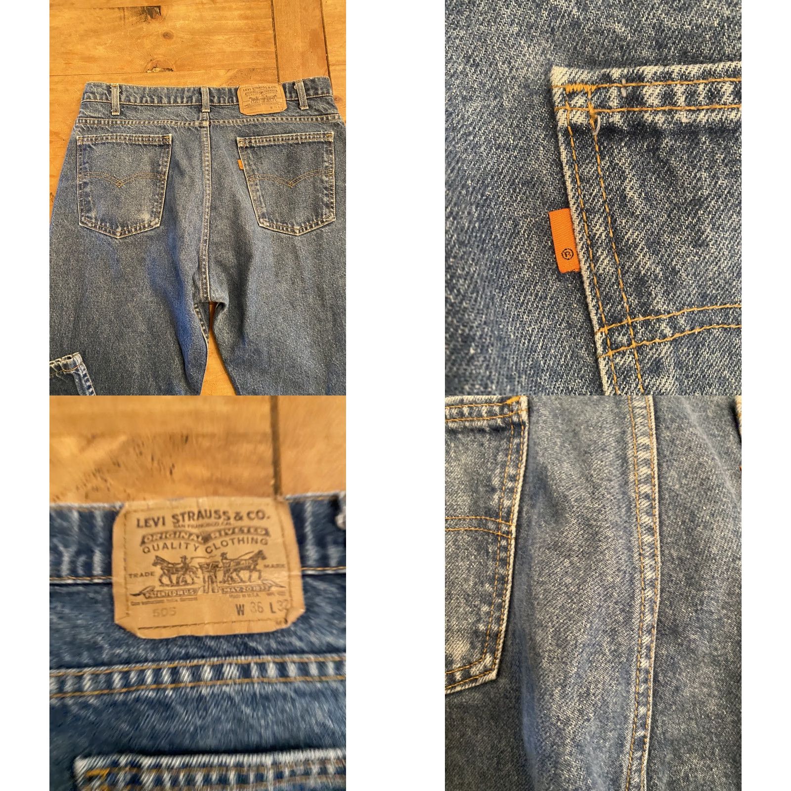Levi's VINTAGE Levi's 505 Jeans Orange Tab Dark Wash Straight 36 X 32 Mens Denim 90s Levi's 505 Series Jeans Size US 36 / EU 52 - 8 Thumbnail