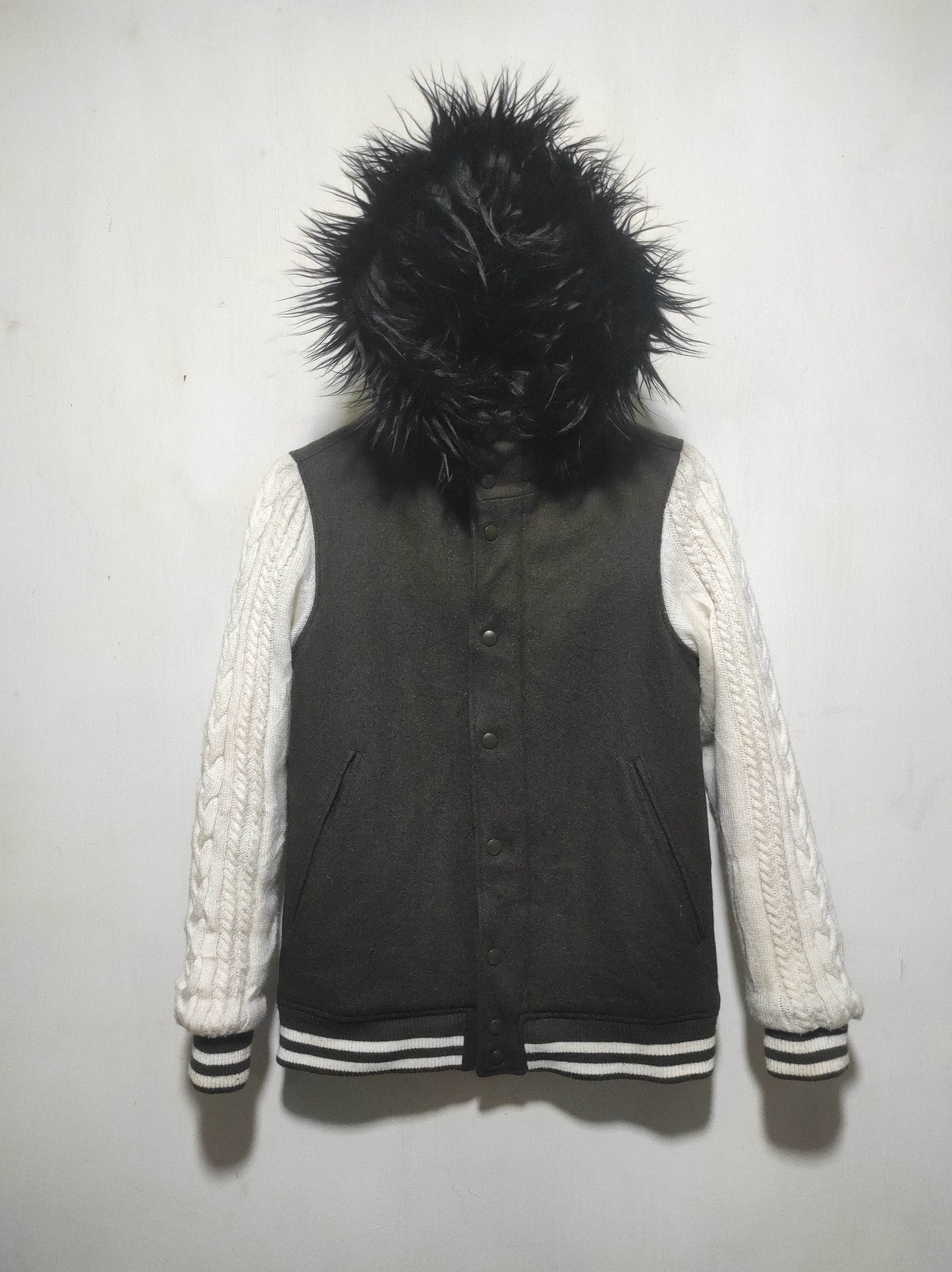 Japanese Brand INHERIT Wool mix Knit double Zp Fur Hoodie ifsix LGB style Size US S / EU 44-46 / 1 - 2 Thumbnail