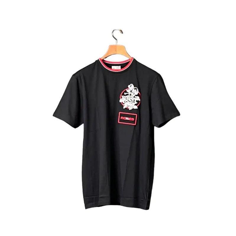 Dior Black Cotton Short Sleeve Tee with Print 0089
