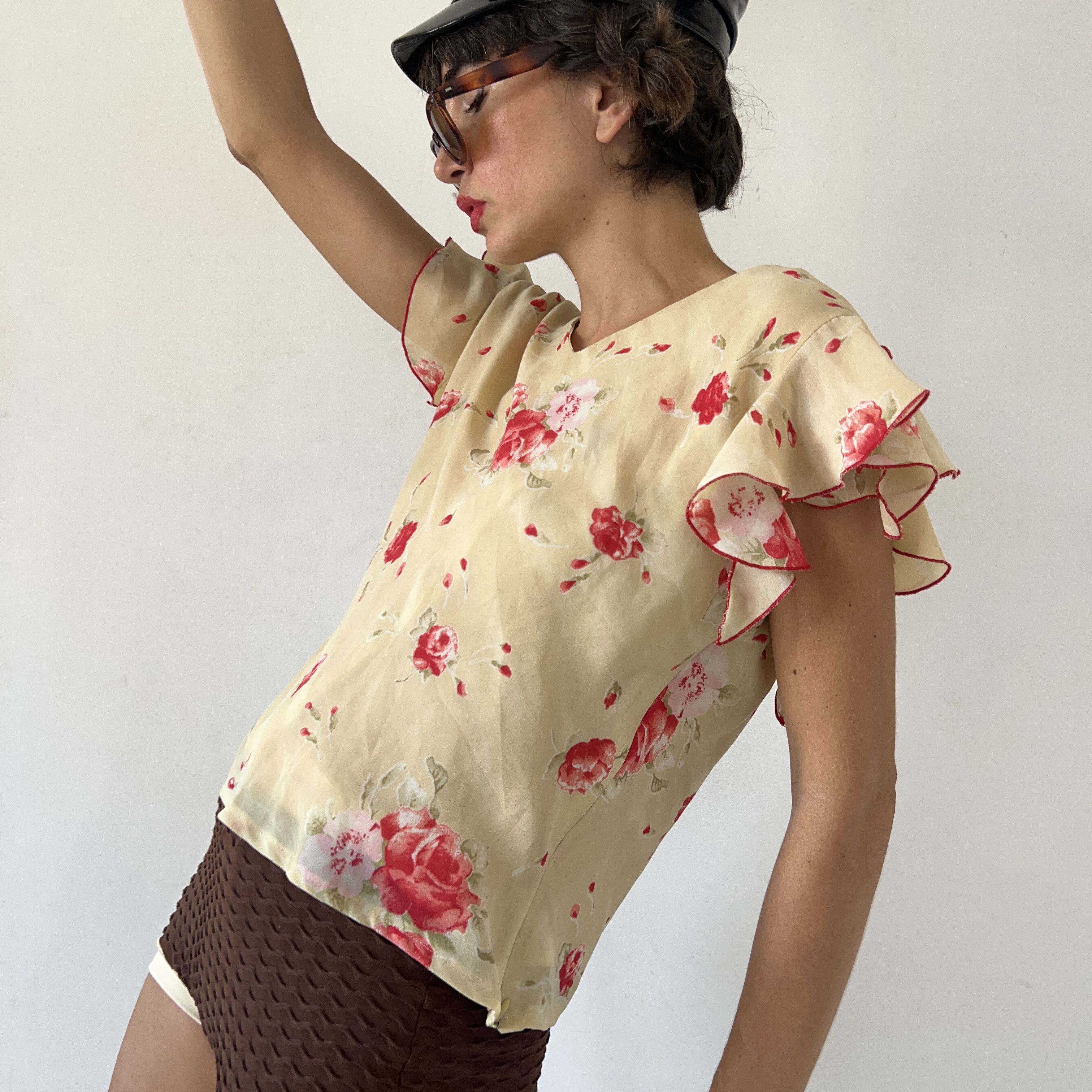 Vintage Vintage frilly floral crop blouse Size XL / US 12-14 / IT 48-50 - 6 Thumbnail
