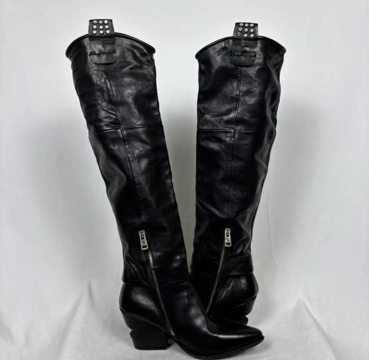 AS98 Knee High Screw Stud Boots
