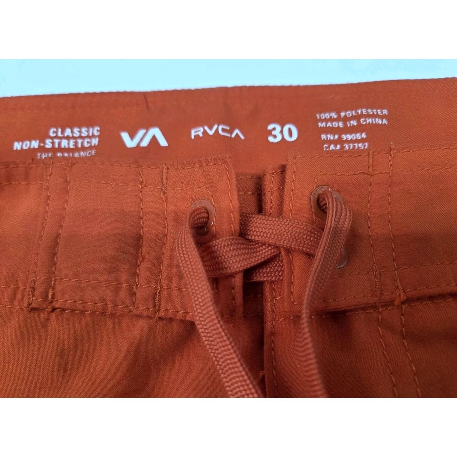 RVCA RVCA Mens Board Shorts Orange 30 Regular Inseam 10" Drawstring Side Pocket Embroidered Classic Non Stretch Polyester Knit Swim Bottoms Mens Size ONE SIZE - 4 Thumbnail
