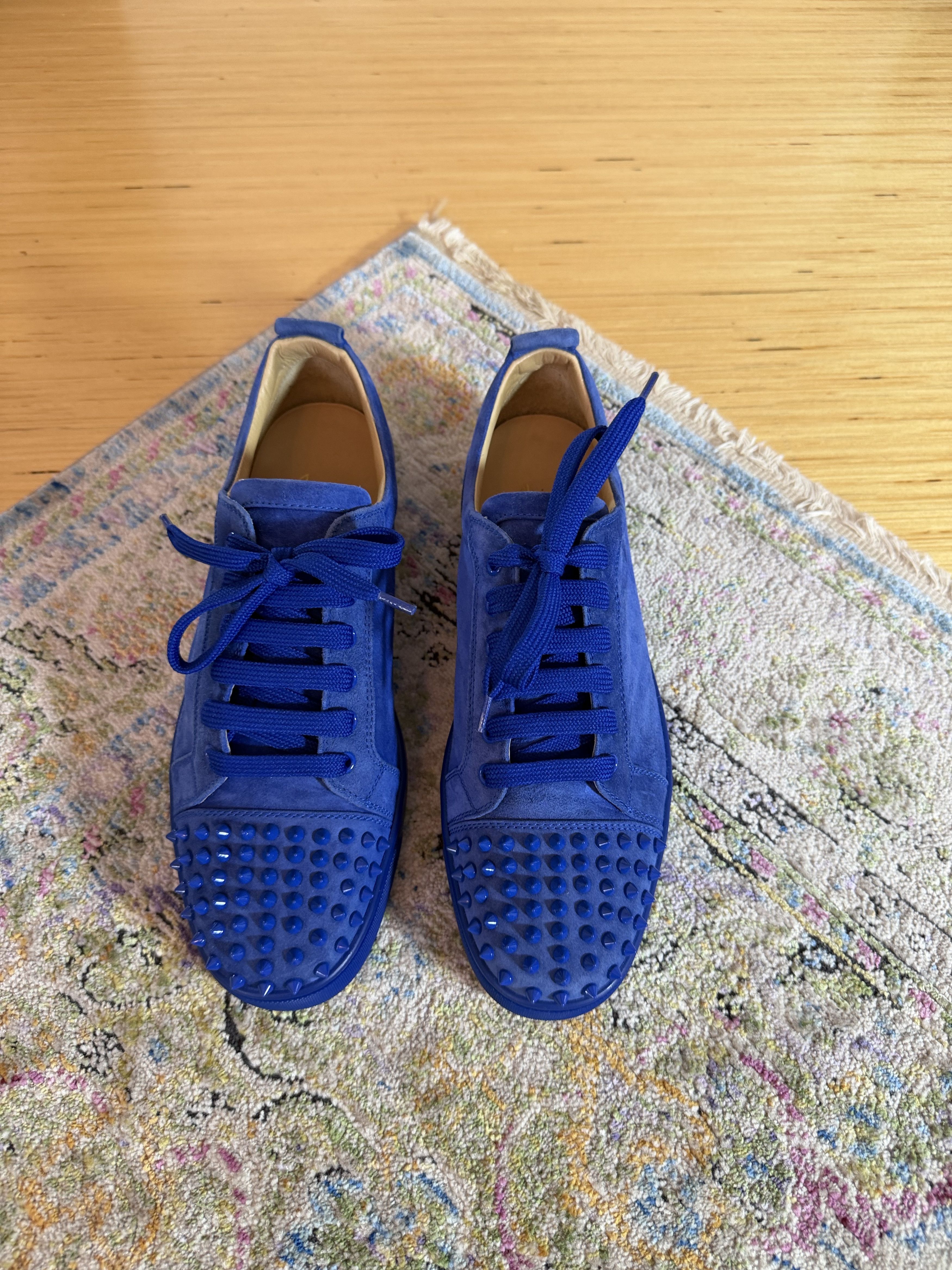 Christian Louboutin Christian Louboutin Blue Suede Louis Junior Spikes Sneakers Size US 12 / EU 45 - 4 Thumbnail