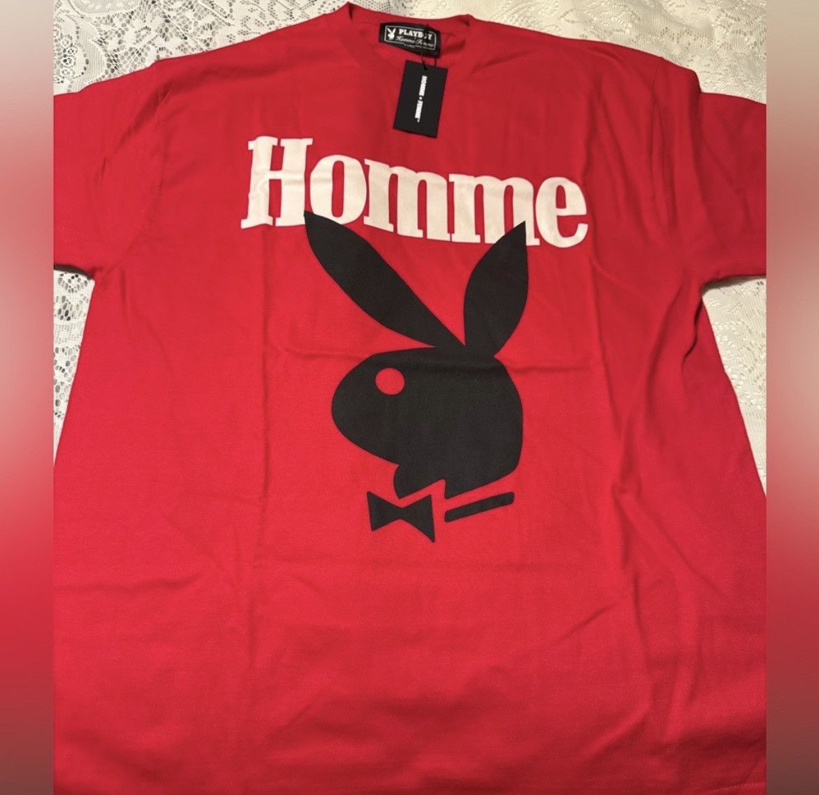 Homme + Femme La × Playboy HOMME FEMME | TWISTED BUNNY TEE - Black/Red Size US L / EU 52-54 / 3 - 1 Thumbnail