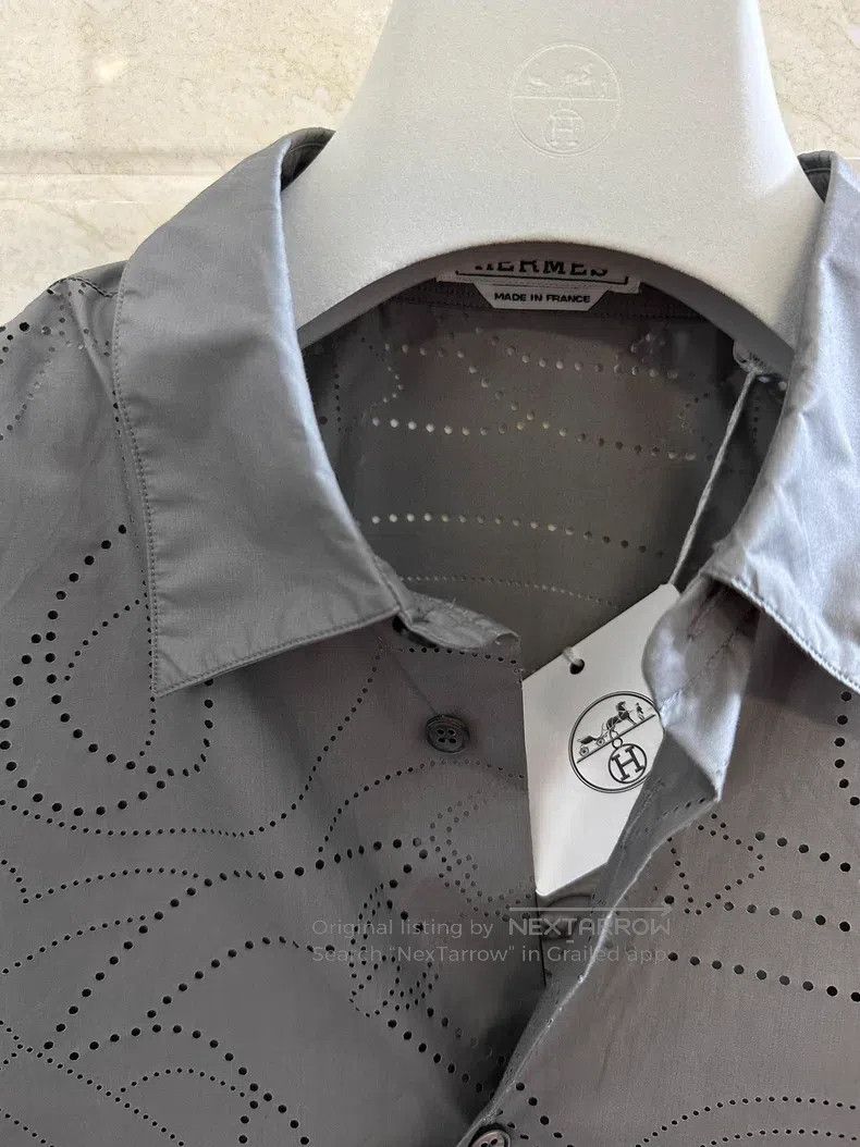 Hermes Hermes size 41 Long Sleeve Shirt, Pewter Grey, Mother-of-Pe Size US XS / EU 42 / 0 - 4 Thumbnail