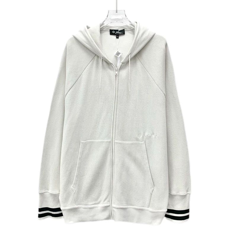 Loro Piana LORO PIANA White striped cotton hooded knitwear with draws Size XL / US 12-14 / IT 48-50 - 1 Thumbnail