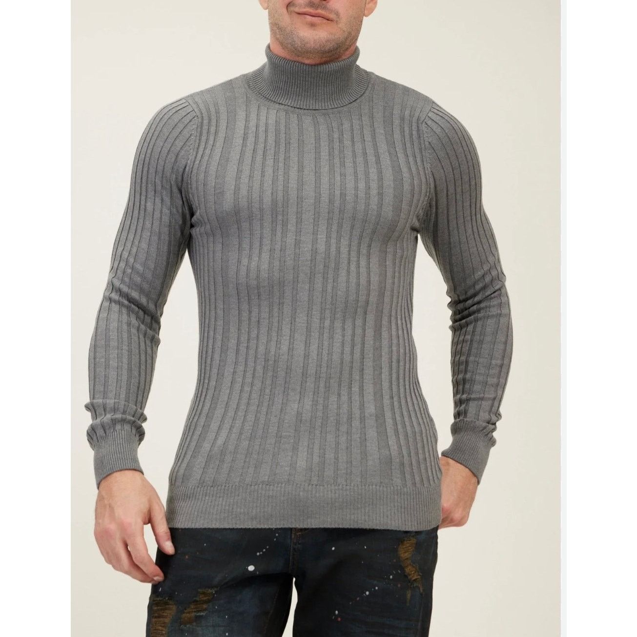 RNT23 RNT23 gray long sleeves ribbed fitted sweater size Small Size US S / EU 44-46 / 1 - 1 Thumbnail