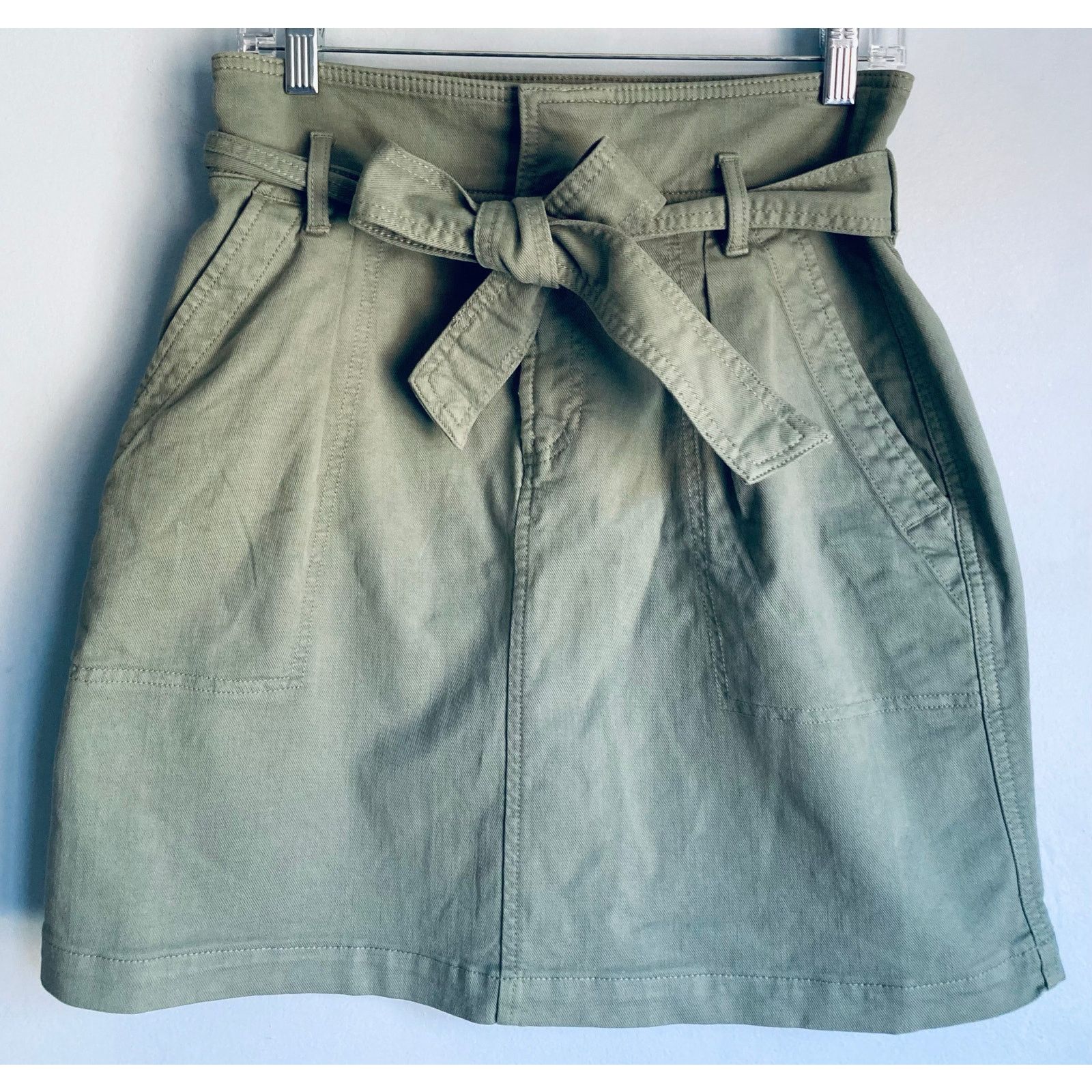 Loft LOFT Paperbag Tie Waist Pocket Skirt Green Size 4 NWT Size 27" / US 4 / IT 40 - 1 Thumbnail