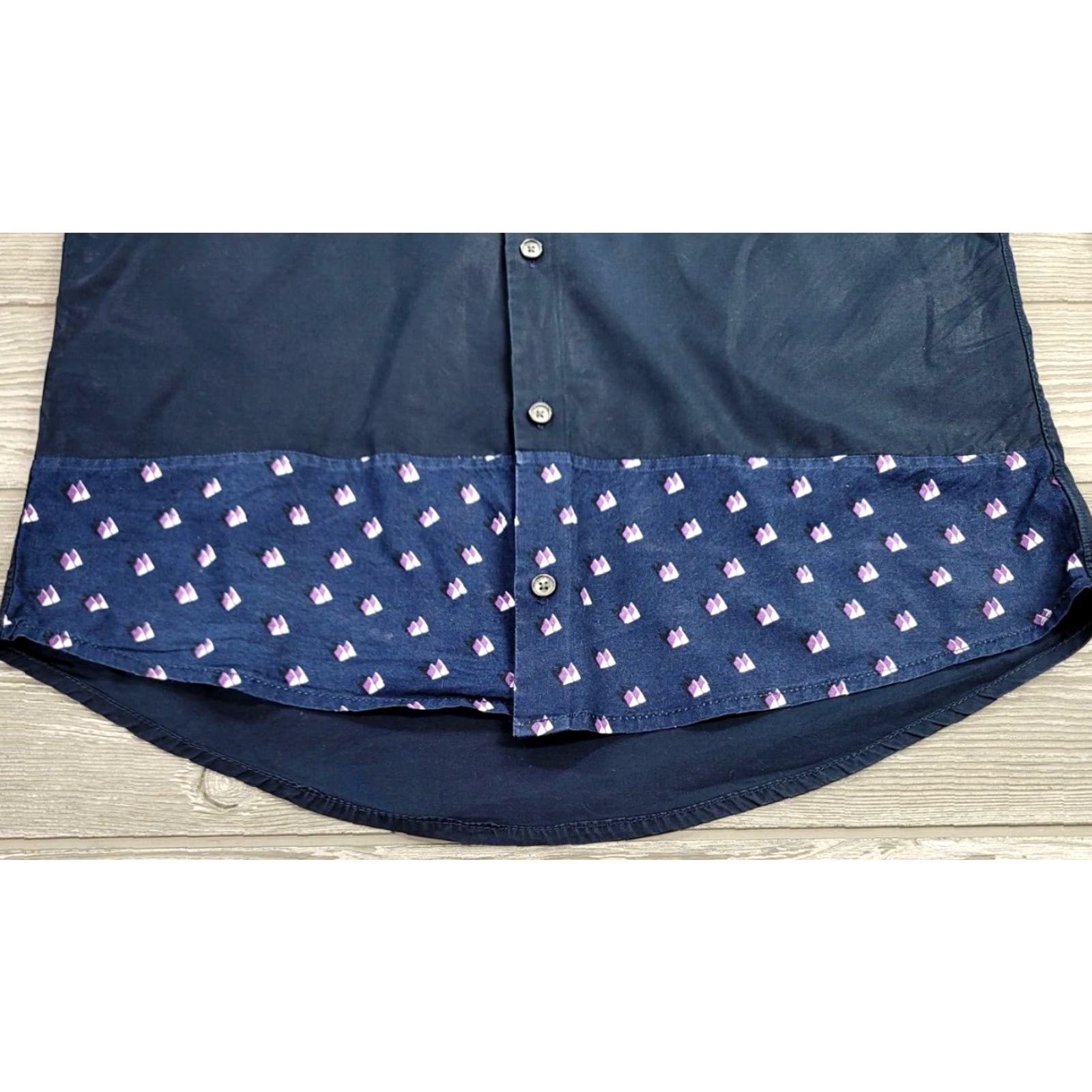 Kenzo KENZO Paris Blue Button-Up Geometric Long Sleeve Mens Shirt 39 Slim Fit Size US L / EU 52-54 / 3 - 5 Thumbnail