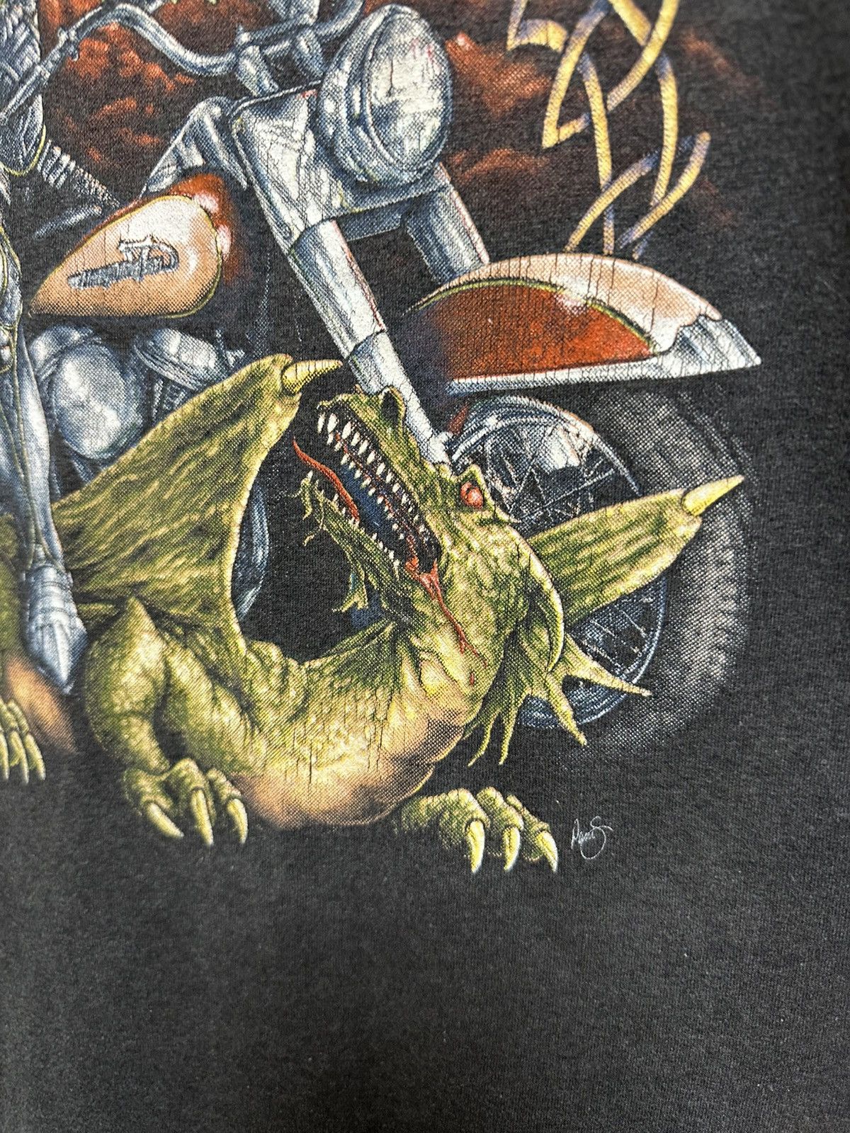 Harley Davidson × Vintage Vtg 90s 3D Emblem Harley-Davidson T-Shirt Knight Dragon 1990 Size US XL / EU 56 / 4 - 6 Thumbnail
