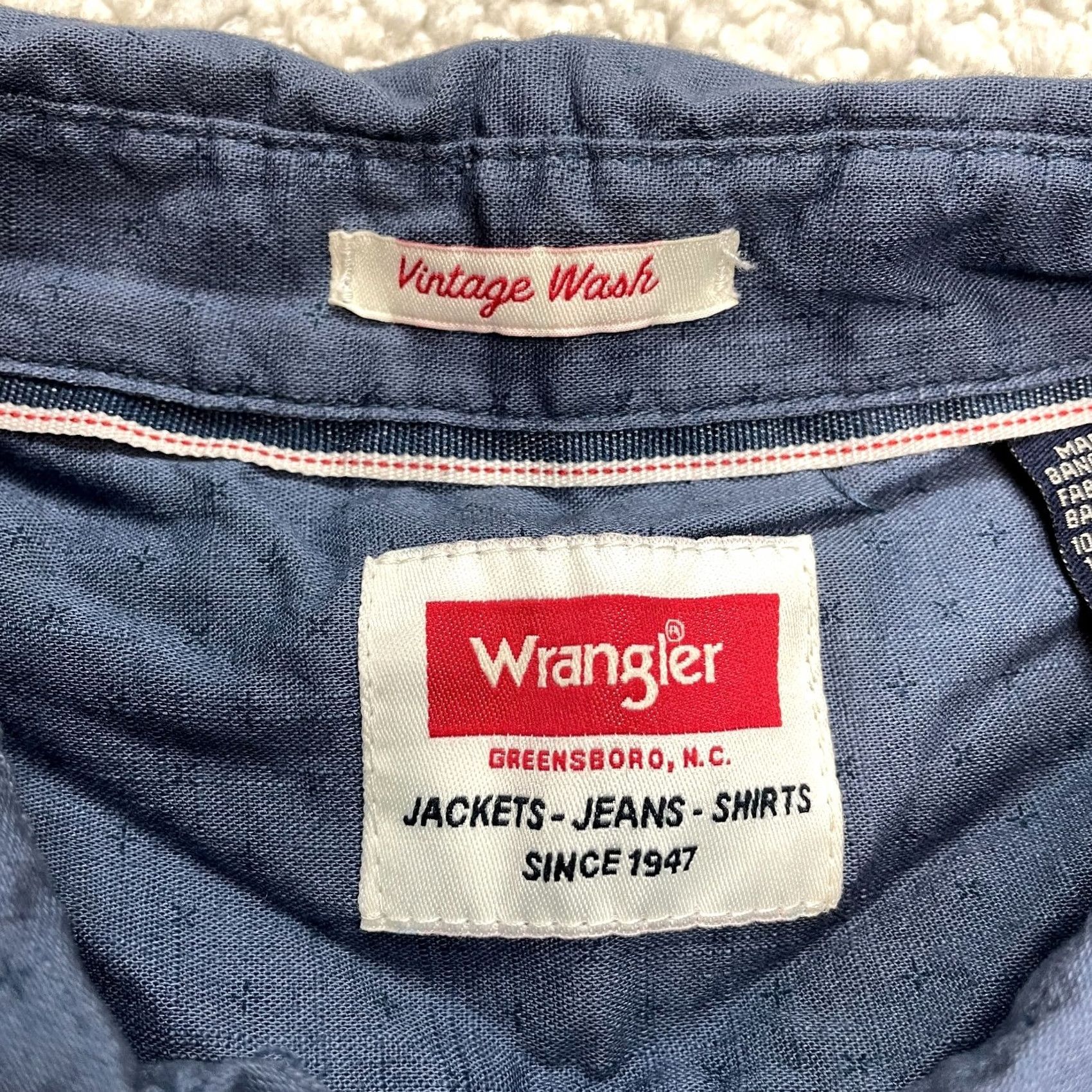 Wrangler VINTAGE Wrangler Button Down Shirt Mens 2XL Blue Long Sleeve Collared Dress Shirt Size 48R - 3 Thumbnail