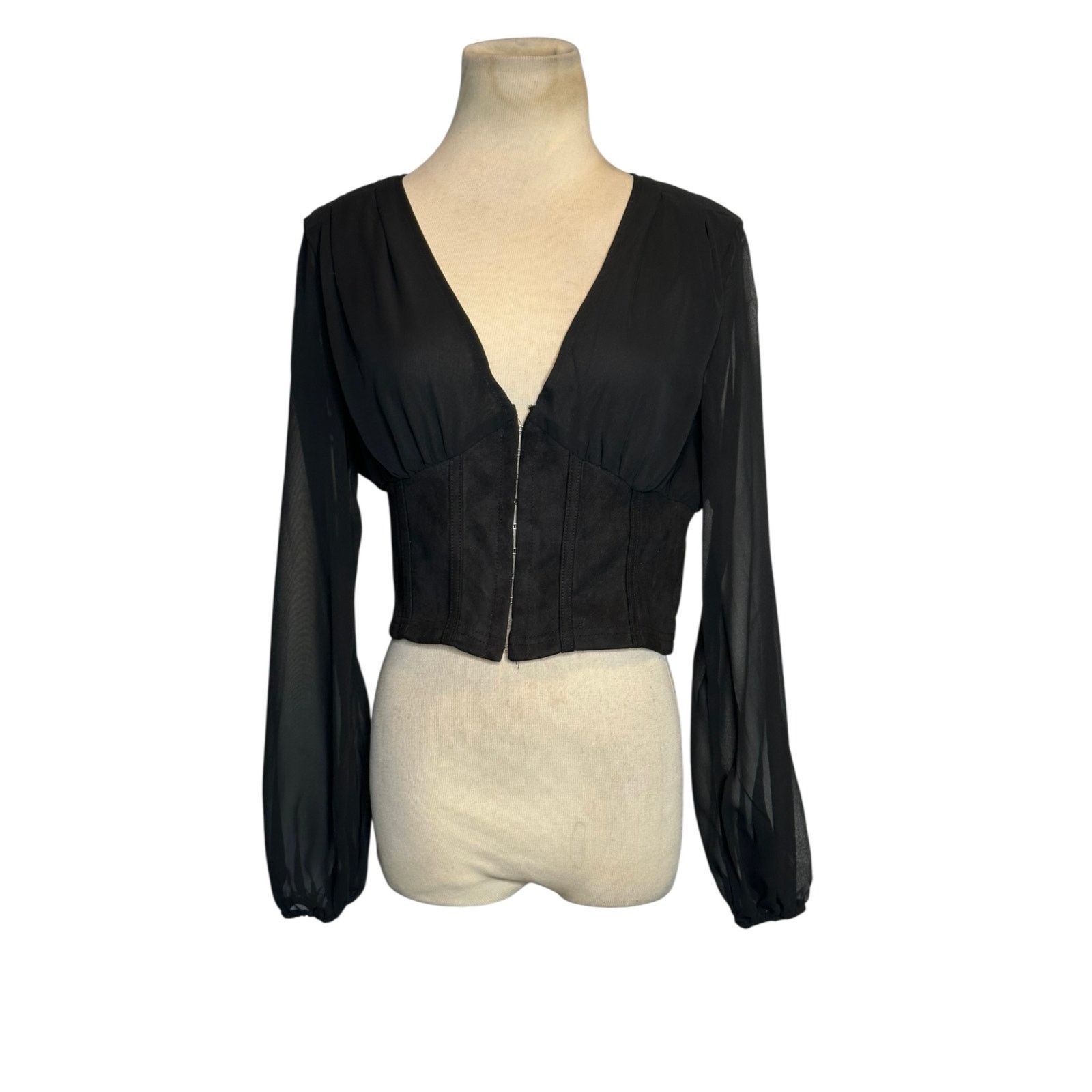 Shein Shein black semi sheer long sleeves blouse size Small Size S / US 4 / IT 40 - 12 Thumbnail