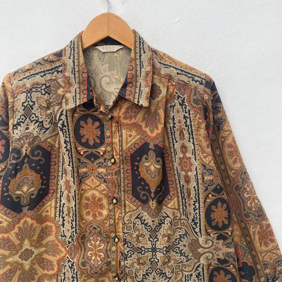 Other VINTAGE BLOUSE FLORAL MOTIFS EXTRA LARGE GEOMETRIC PATTERN Size XL / US 12-14 / IT 48-50 - 3 Thumbnail