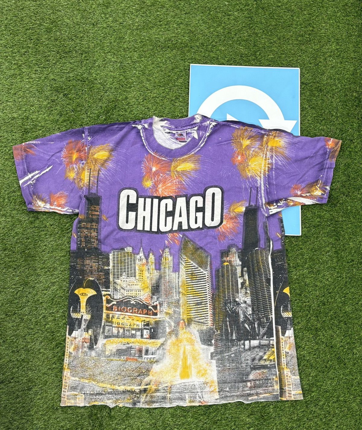 Fruit Of The Loom VINTAGE RARE FOTL CHICAGO AOP TEE Size US XL / EU 56 / 4 - 1 Thumbnail