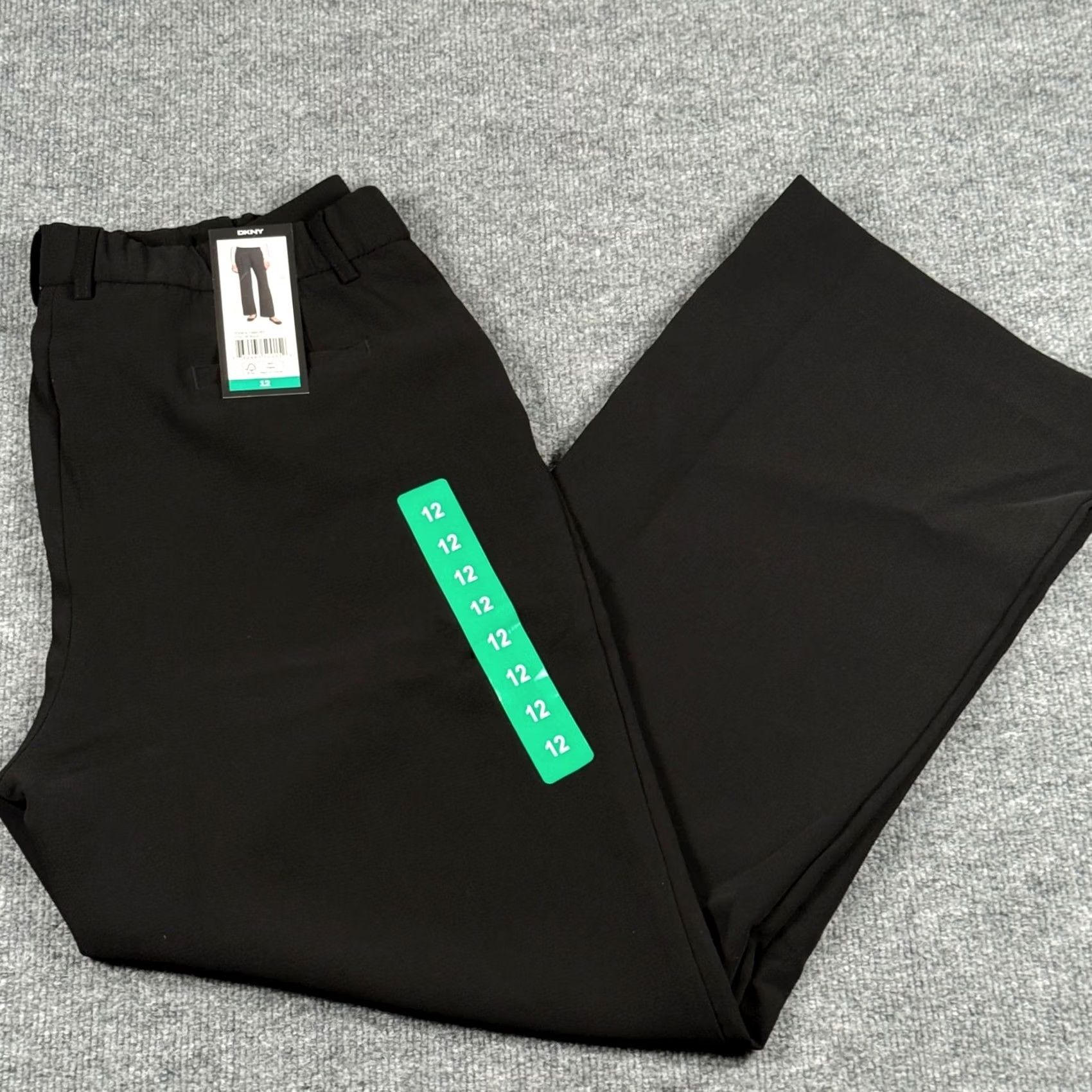 DKNY Wide Leg Dress Pants 12 Black Trousers Minimalist Careerwear Office Corpcore NWT DKNY Size 34" / US 12 / IT 48 - 2 Thumbnail
