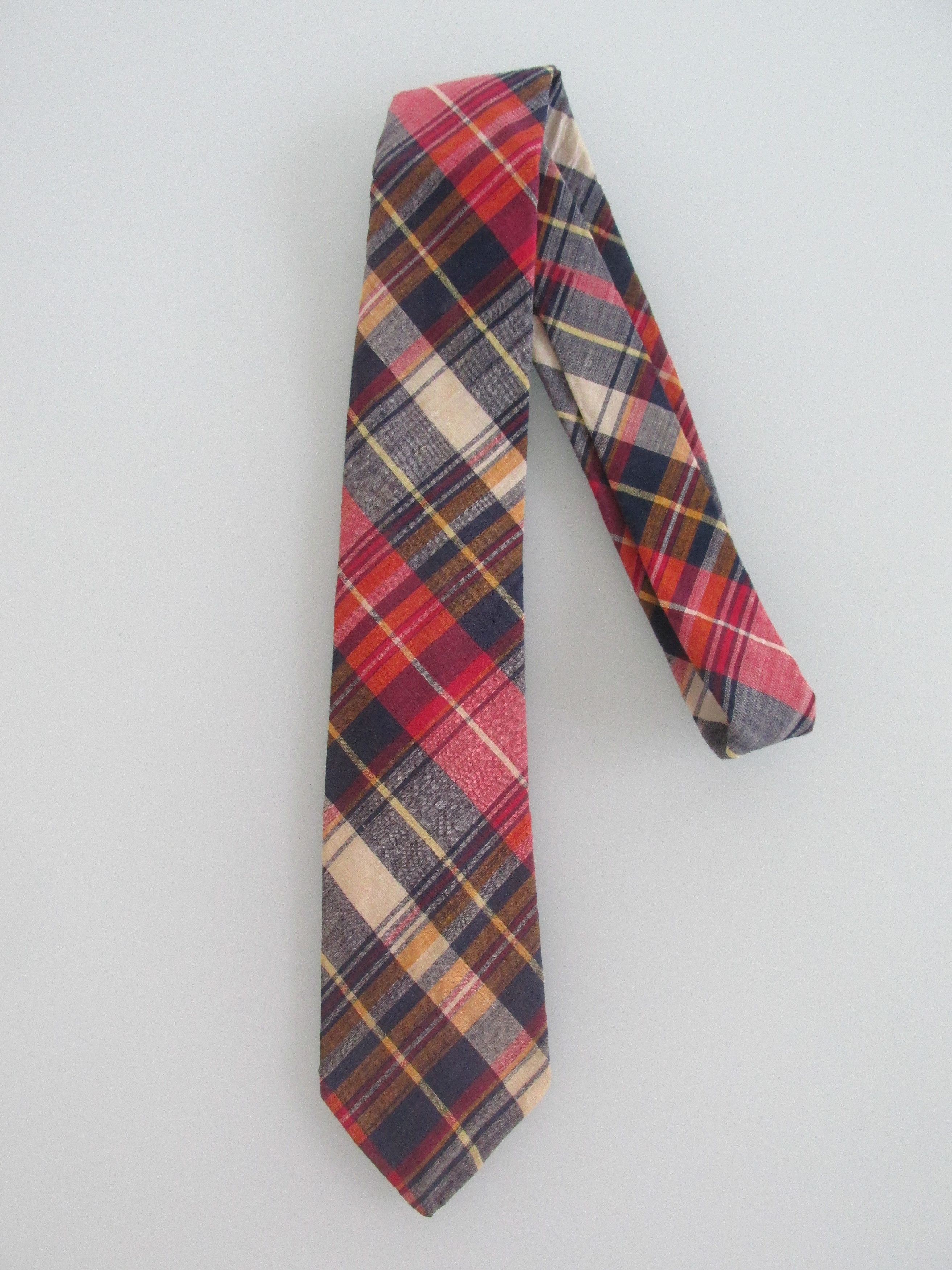 Vintage Kings Lynn Vintage Men's Cotton Madras Plaid Tie Size ONE SIZE - 1 Thumbnail