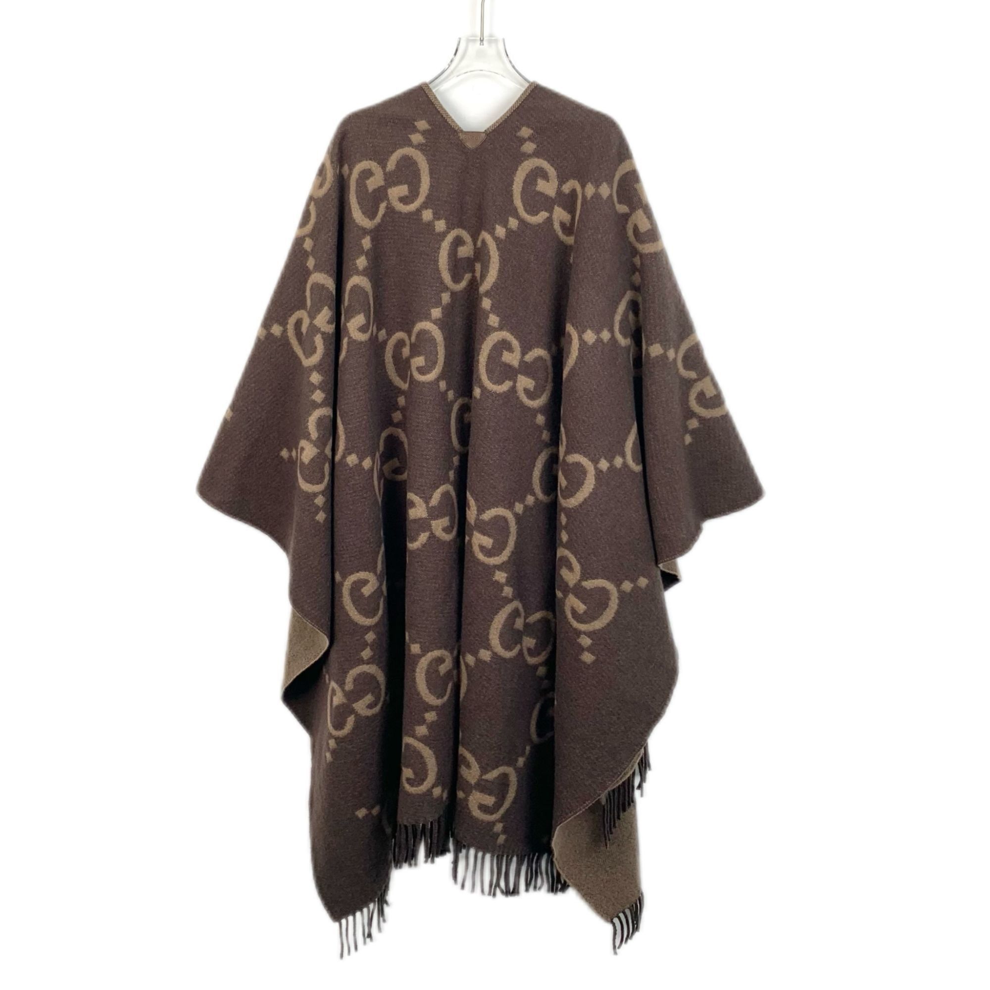 Gucci Gucci GG Logo Wool Cashmere Poncho Shawl Wrap Cape With Frin Size M / US 6-8 / IT 42-44 - 4 Thumbnail