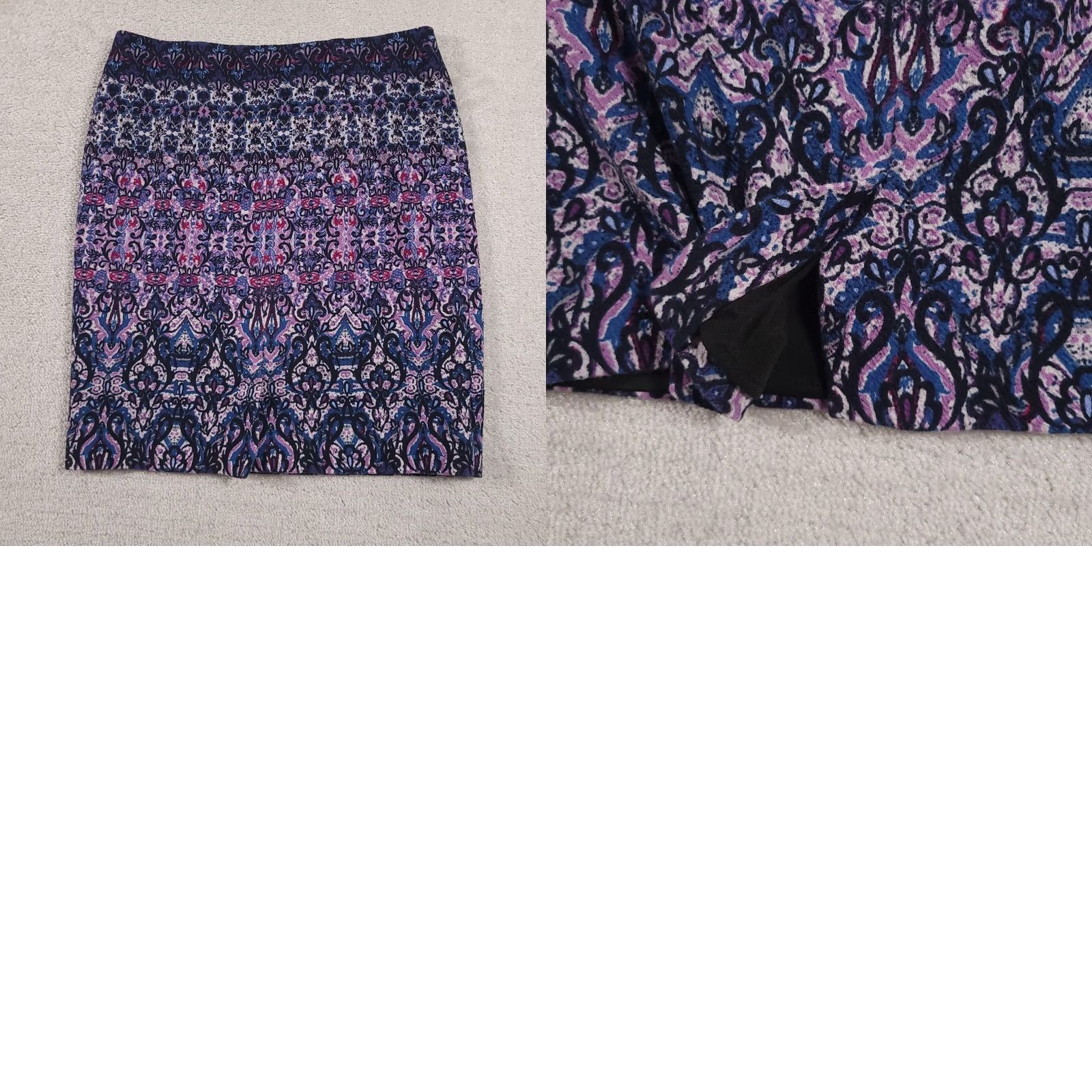 J. Jill J Jill Skirt Womens Small Lined Pull On Stretch Jacquard Floral Pattern Knee Length Multicolor Paisley 90s Art Bohemian Festival Womens Size 28" / US 6 / IT 42 - 9 Thumbnail