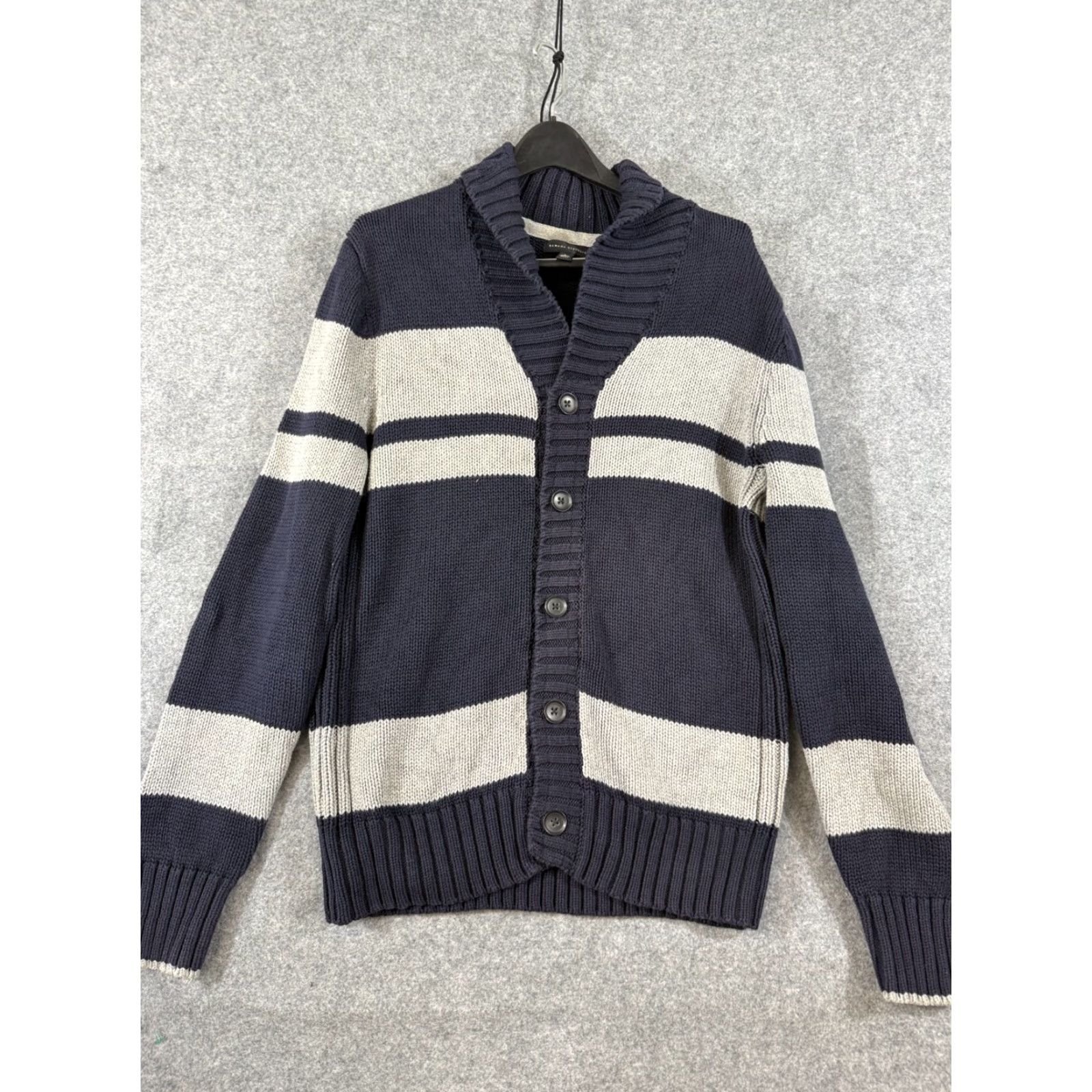 Banana Republic Banana Republic Sweater Mens L Blue Gray Striped Knit Button Front Cardigan Size US L / EU 52-54 / 3 - 3 Thumbnail