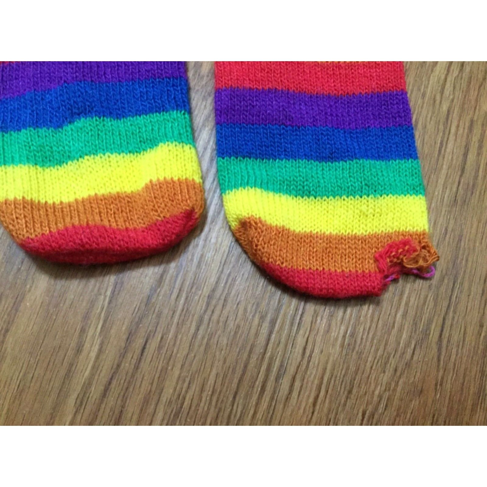 Vintage RAINBOW STRIPED OVER KNEE SOCKS Adult Unisex One Size Neon Clown Pattern Everyday Wear Size ONE SIZE - 6 Thumbnail