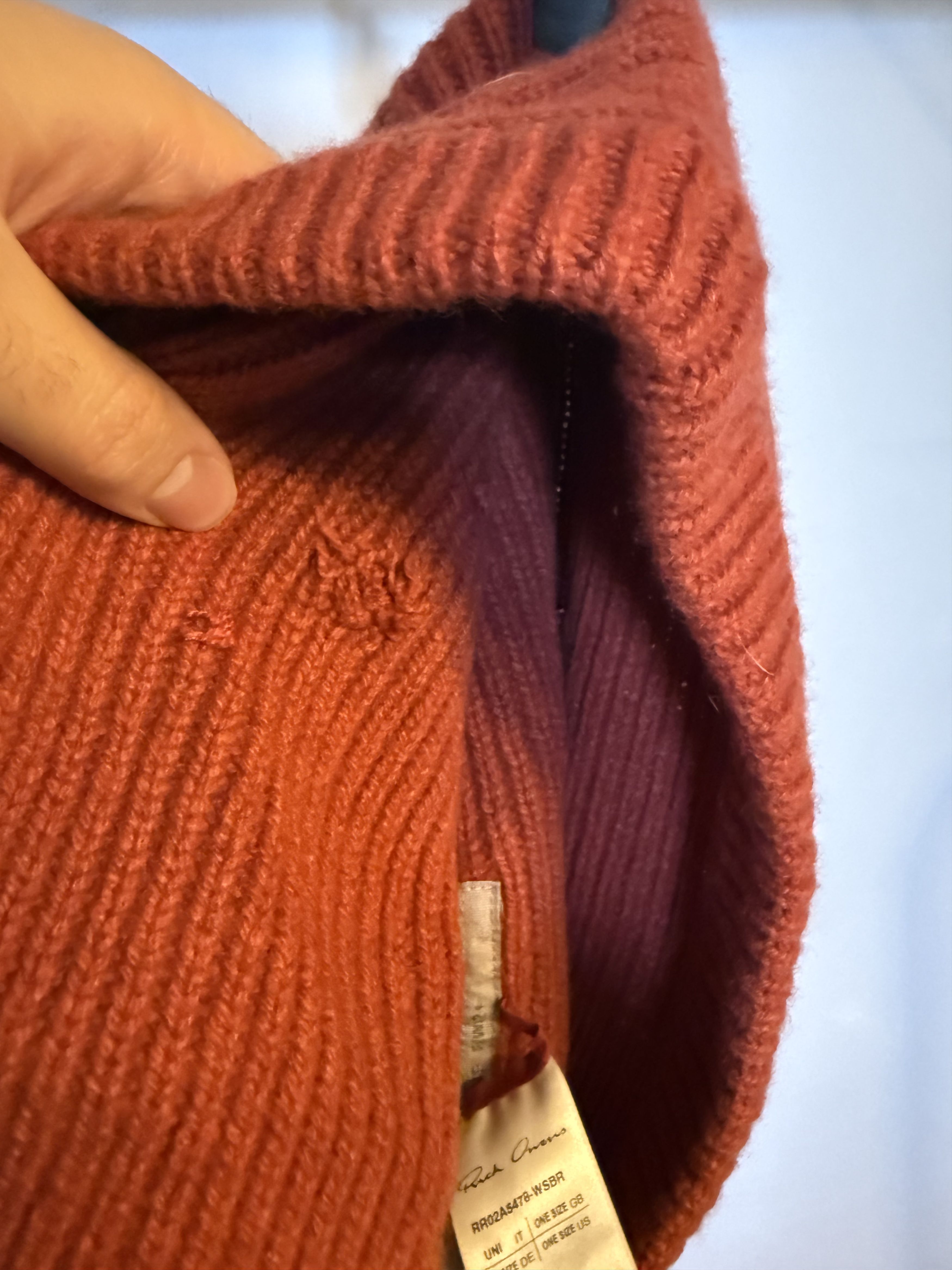 Rick Owens Rick Owens Carnelian Red Cashmere Hood, Repaired Size ONE SIZE - 5 Thumbnail